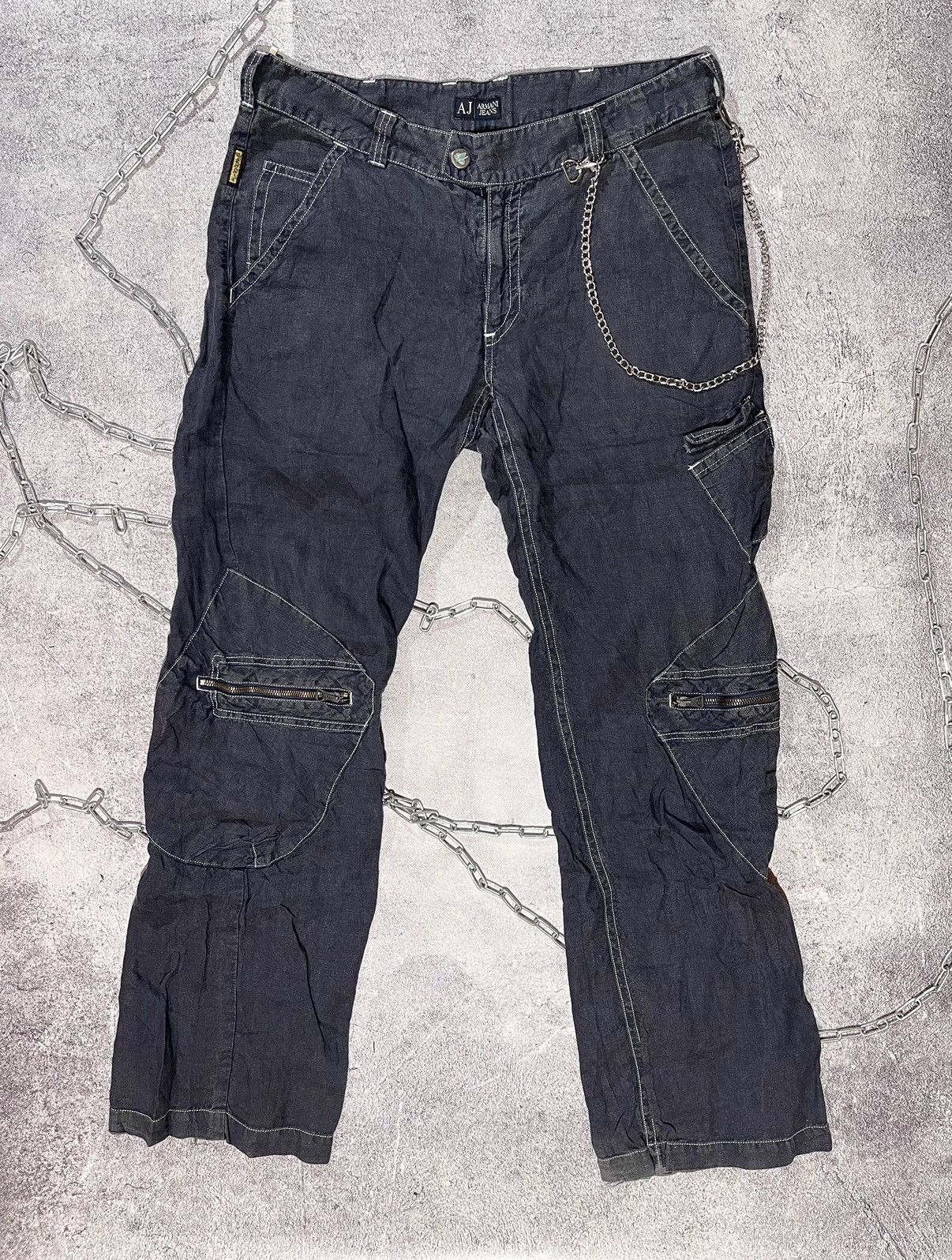 Very Rare Vintage 90’s Armani Hemp Linen Pants Cargo Size 34