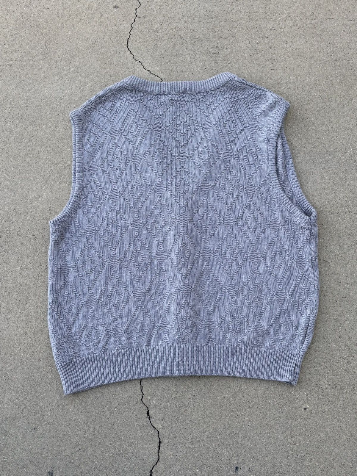 Vintage 1970s Boxy Knit Sweater Vest Gray Size US M / EU 48-50 / 2 - 2 Thumbnail