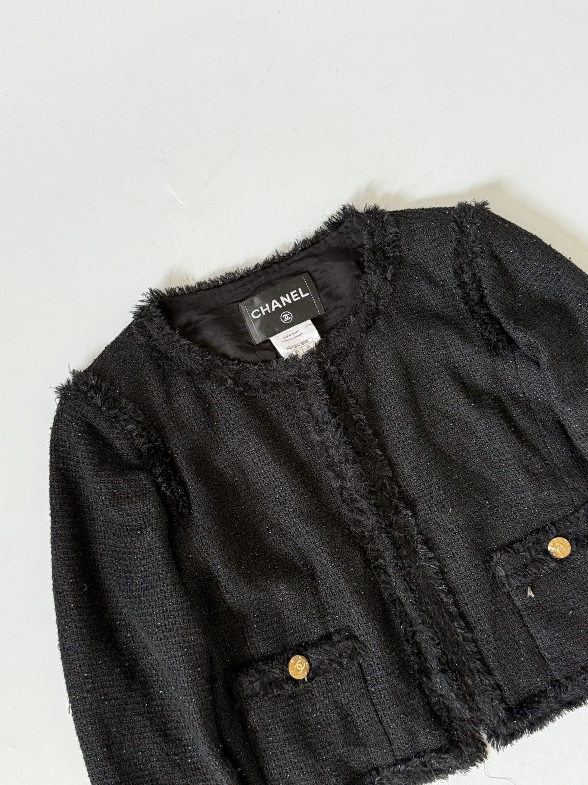 Chanel Chanel 2011 Cruise Collection Black Tweed Cropped Jacket Size S / US 4 / IT 40 - 5 Thumbnail