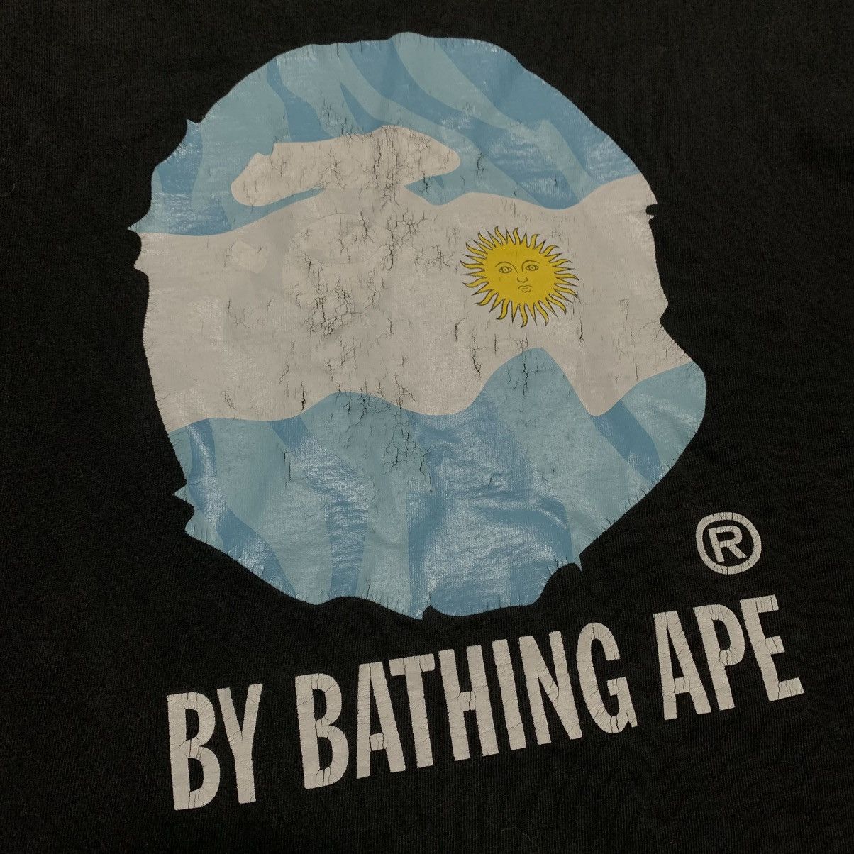 Bape Bape Large Argentina Flag Ape Head Black Tee Vintage 90s Size US L / EU 52-54 / 3 - 3 Thumbnail
