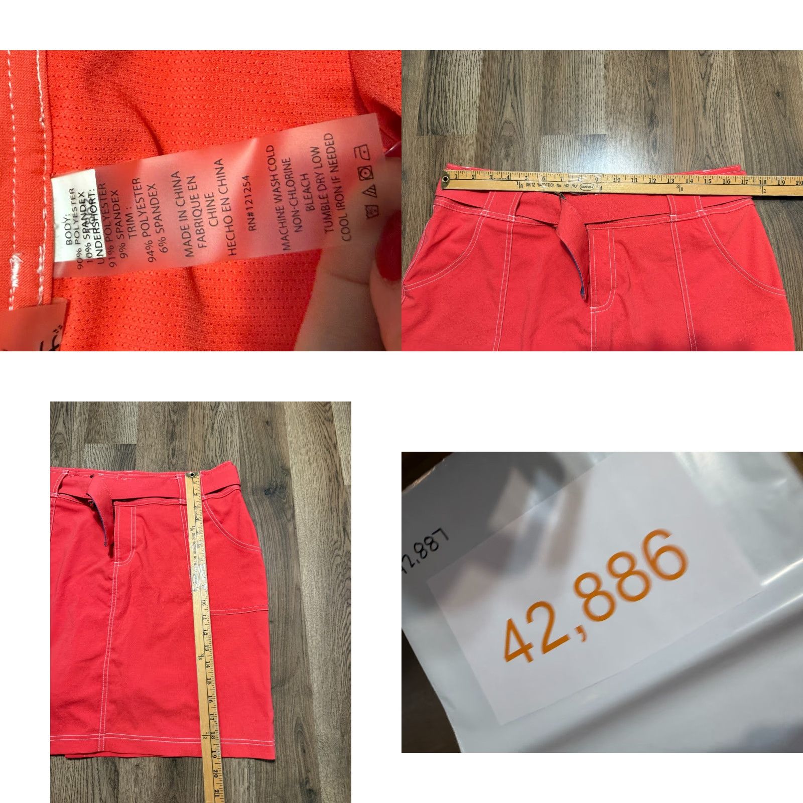 Vintage Jofit Skirt Women’s 12 Orange Mini Pockets Belt, With Belt, Short, Zip, Solid, Casual, Regular, Fall Spring Summer, 12, Womens Size 34" / US 12 / IT 48 - 8 Thumbnail