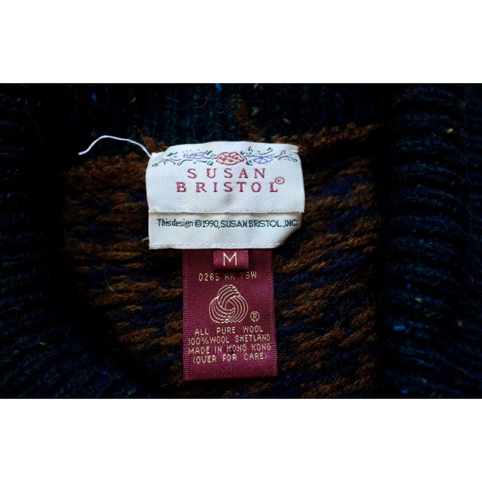 Vintage VINTAGE Susan Bristol Cardigan Sweater 100% Wool Floral Rose Patch Work Blue SZ M Womens 90s Size M / US 6-8 / IT 42-44 - 7 Thumbnail