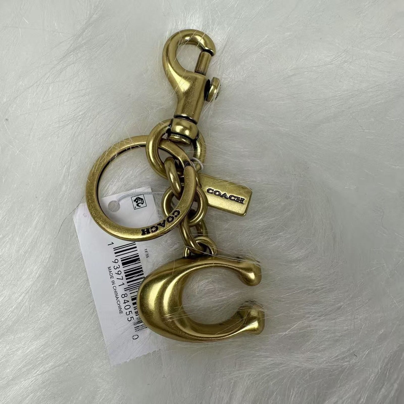 Coach Coach Signature C Bag Charm Key Chain Key ring In Brass/Gold Size ONE SIZE - 2 Thumbnail