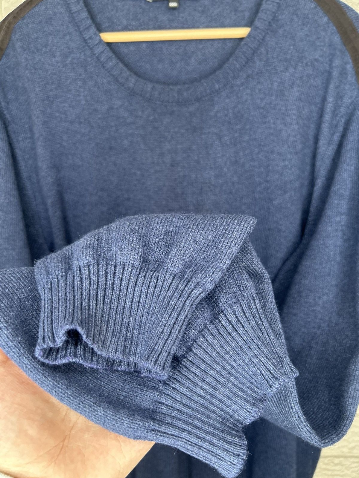 Gucci Gucci Alpaca Silk Navy Blue Calfskin Patch Knit Sweater Size US XL / EU 56 / 4 - 9 Thumbnail