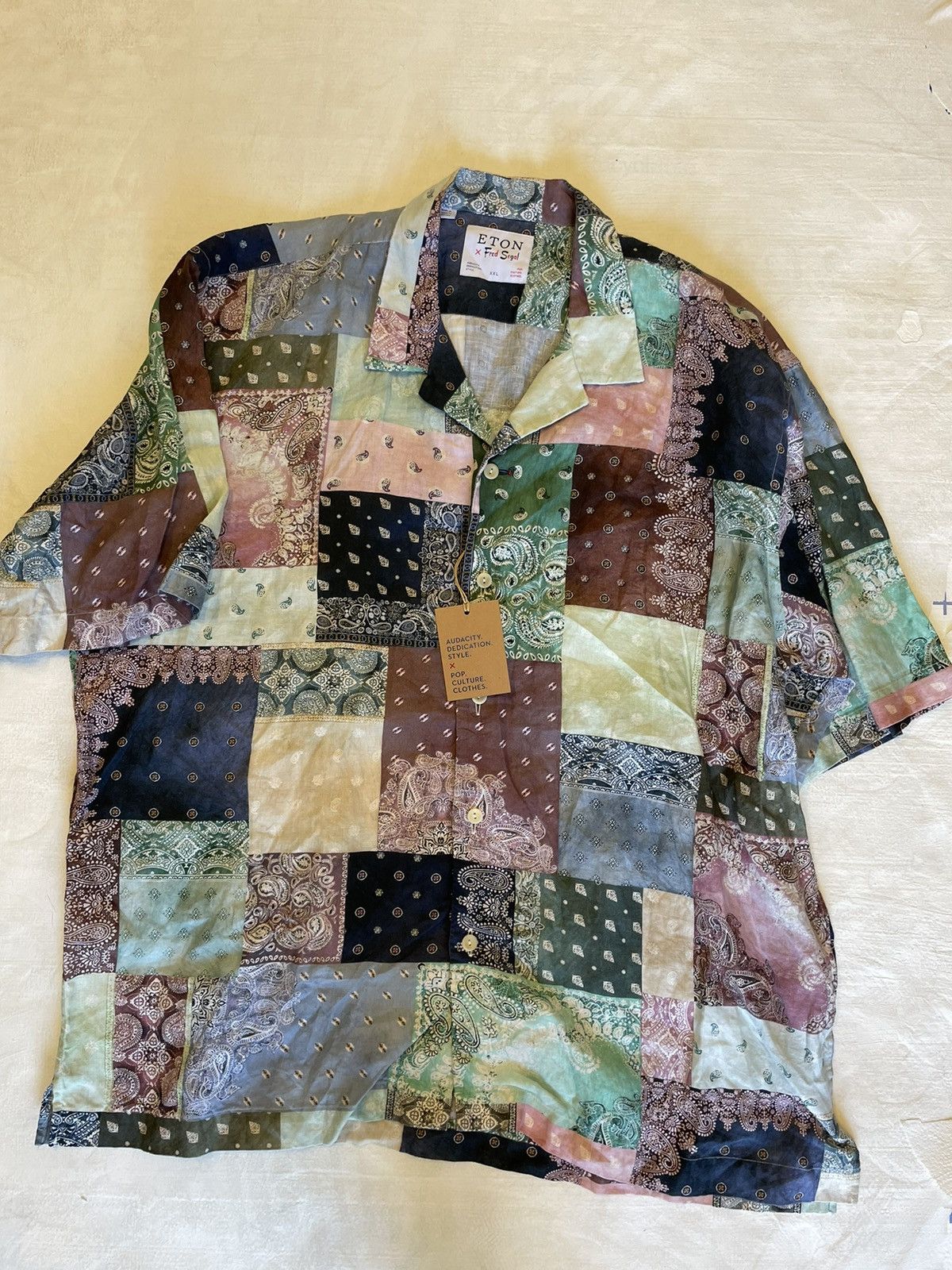Eton × Fred Segal Patchwork Bandana Linen Resort Shirt Size US XXL / EU 58 / 5 - 4 Thumbnail
