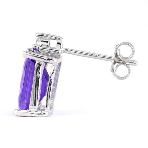 Sterling Silver Sterling Silver Rectangular amethyst CZ Earrings Size ONE SIZE - 2 Thumbnail