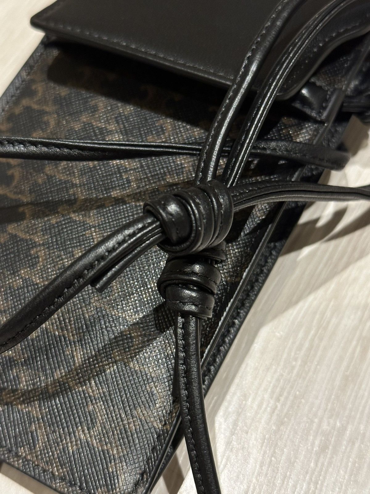 Celine × Hedi Slimane PHONE POUCH WITH FLAP IN TRIOMPHE CANVAS AND LAMBSKIN Size ONE SIZE - 6 Thumbnail