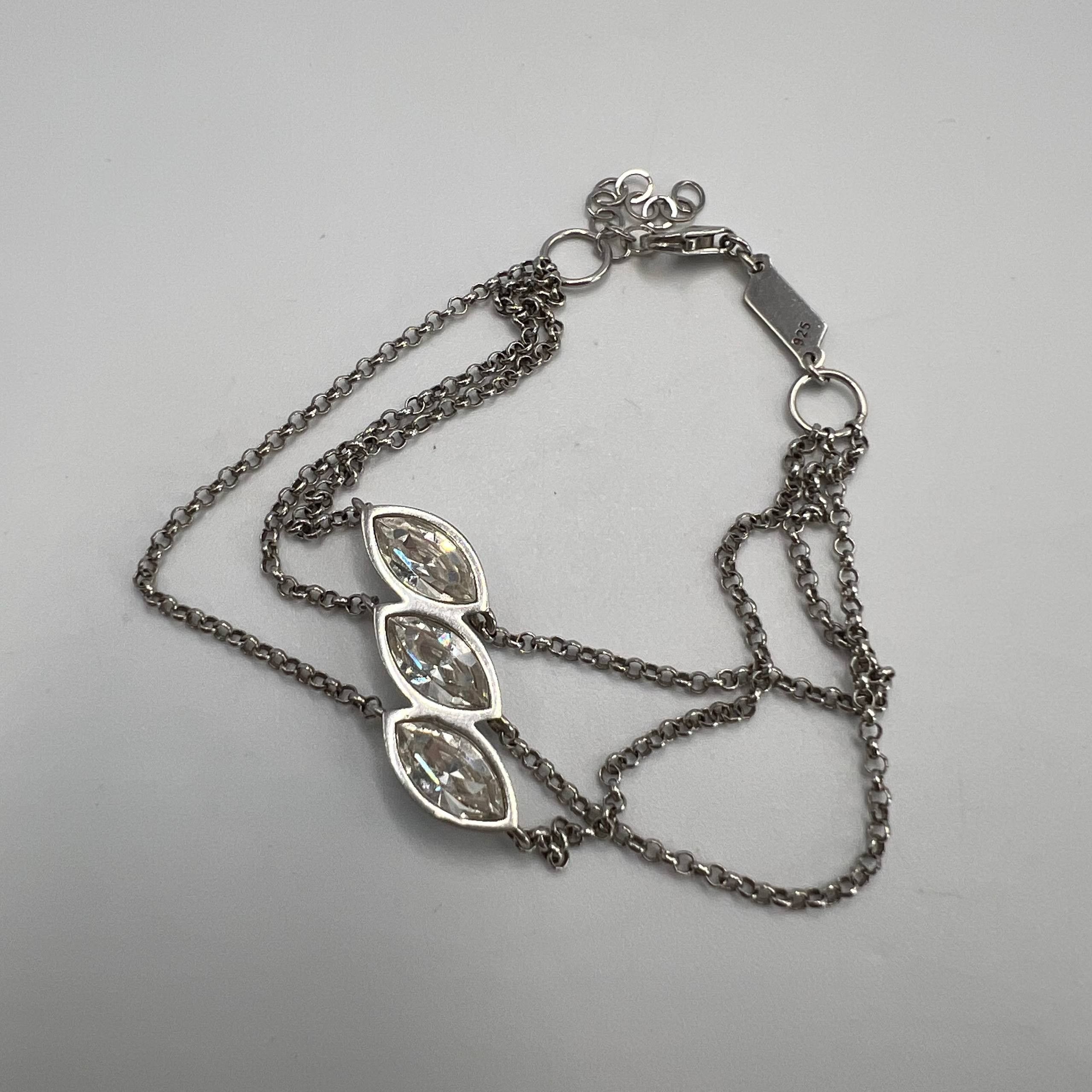 Sterling Silver Vintage Bracelet Sterling Silver 925 Marked Jewelry 5.53g Size ONE SIZE - 7 Thumbnail