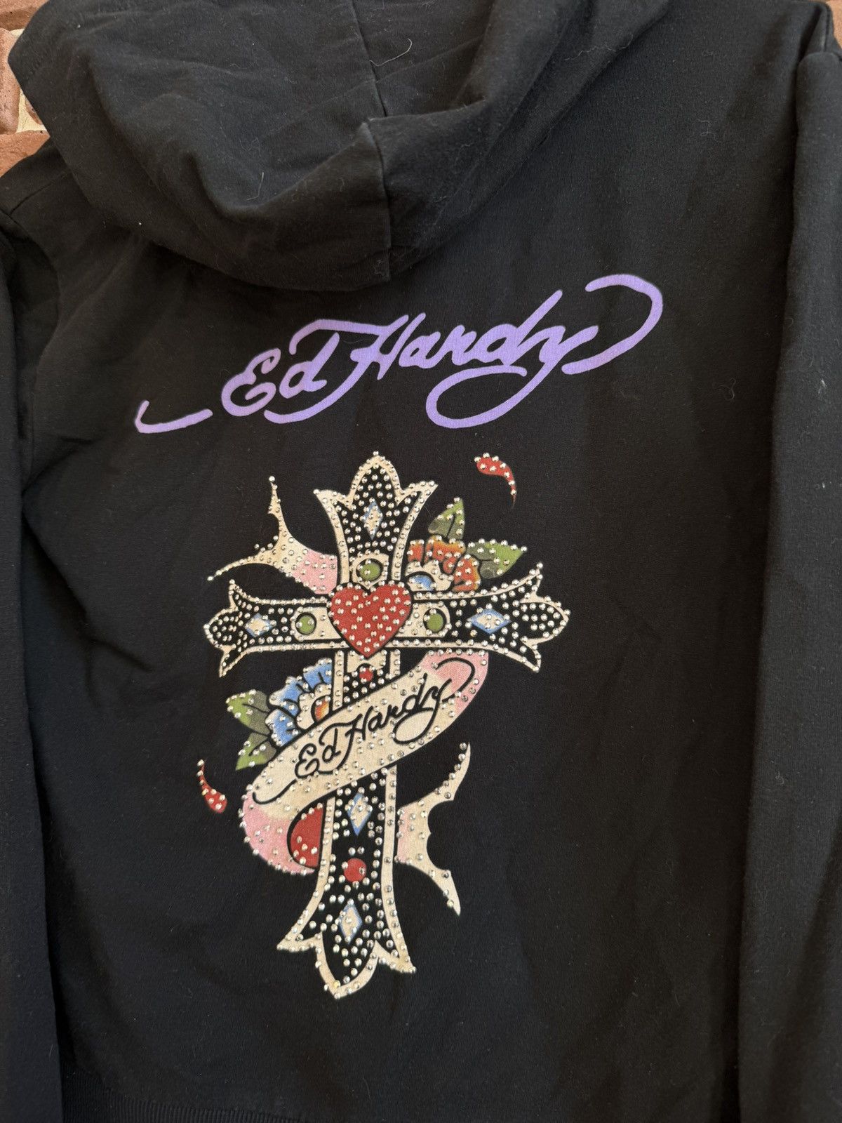 Christian Audigier Vintage Y2K Ed Hardy Flower Skull Cross Audigier Zip hoodie Size L / US 10 / IT 46 - 6 Thumbnail