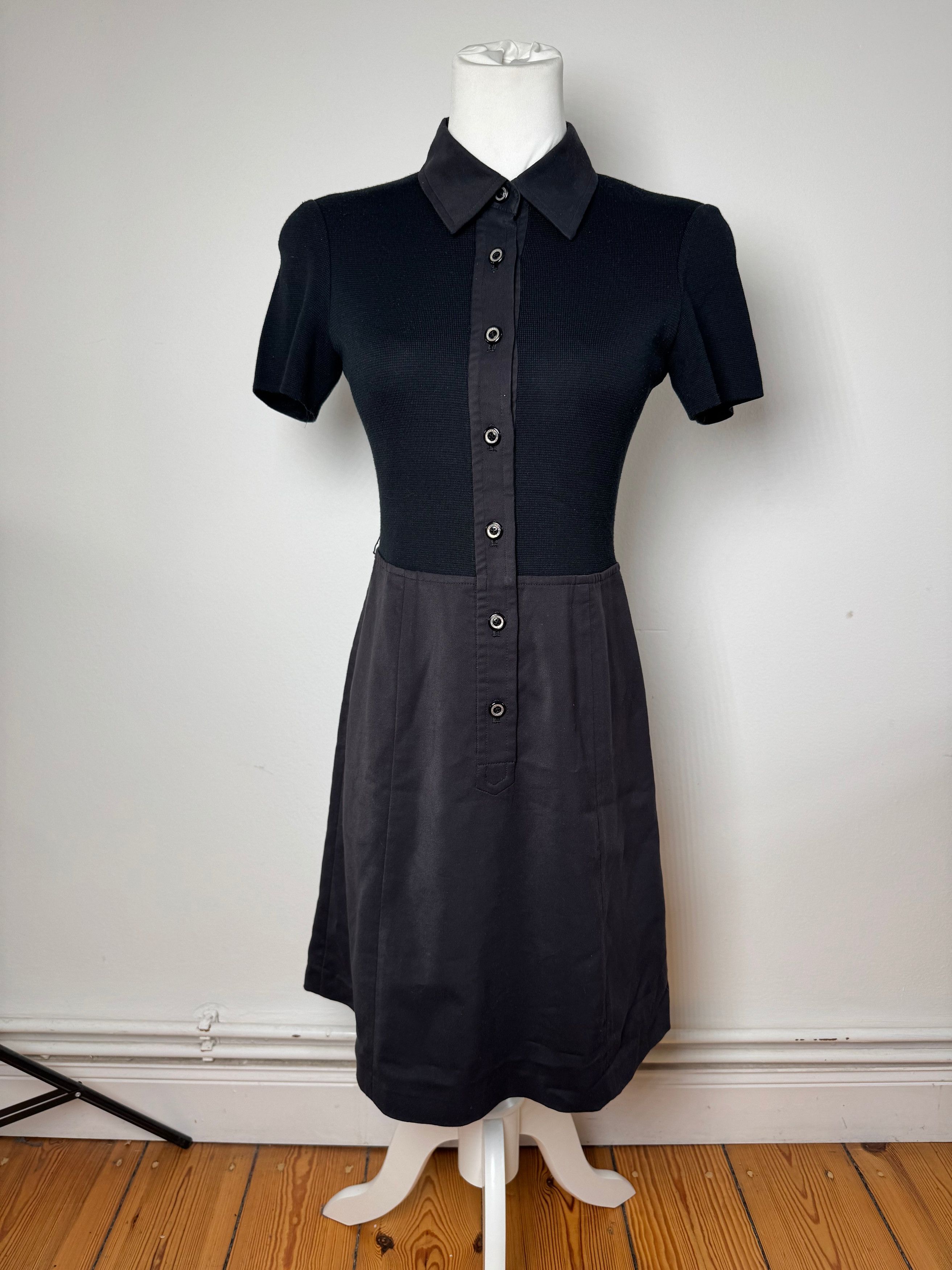 Courreges Vintage Cotton Leather Dress 36/S Black Size S / US 4 / IT 40 - 1 Thumbnail