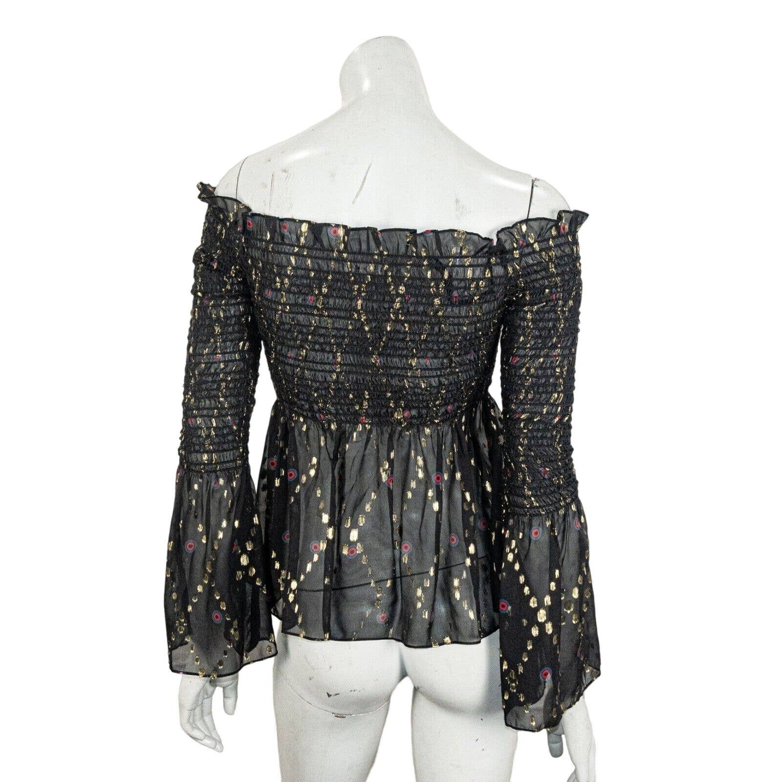 A.L.C. A.L.C. Agra Black Gold Metallic off Shoulder Blouse sheer 4 Size S / US 4 / IT 40 - 2 Thumbnail