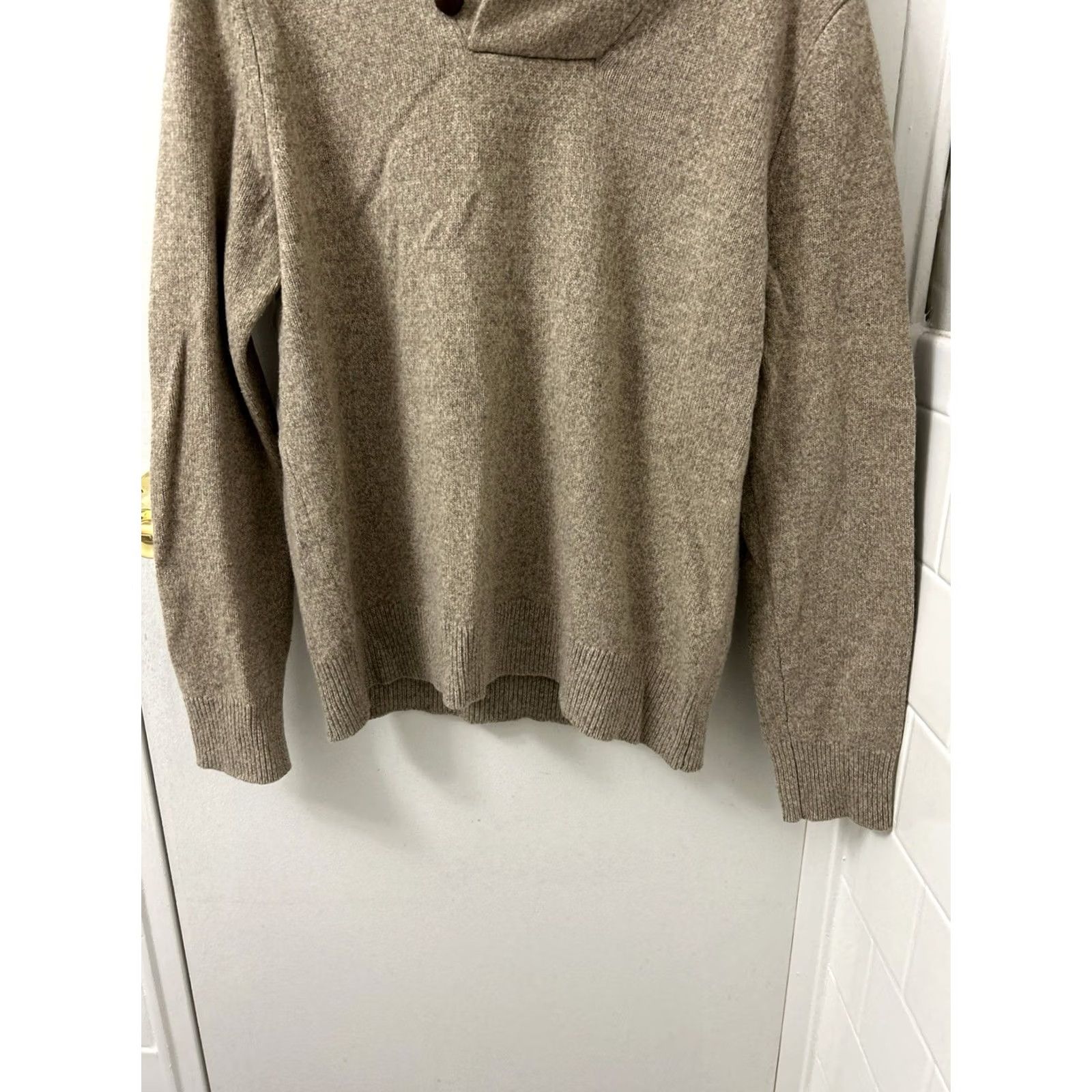 Banana Republic VINTAGE Banana Republic Sweater Shawl Collar Mens S Brown Wool Merino L/S Button Crew Neck Casual Workwear Autumn Winter Regular Knit Pullover Size US S / EU 44-46 / 1 - 5 Thumbnail