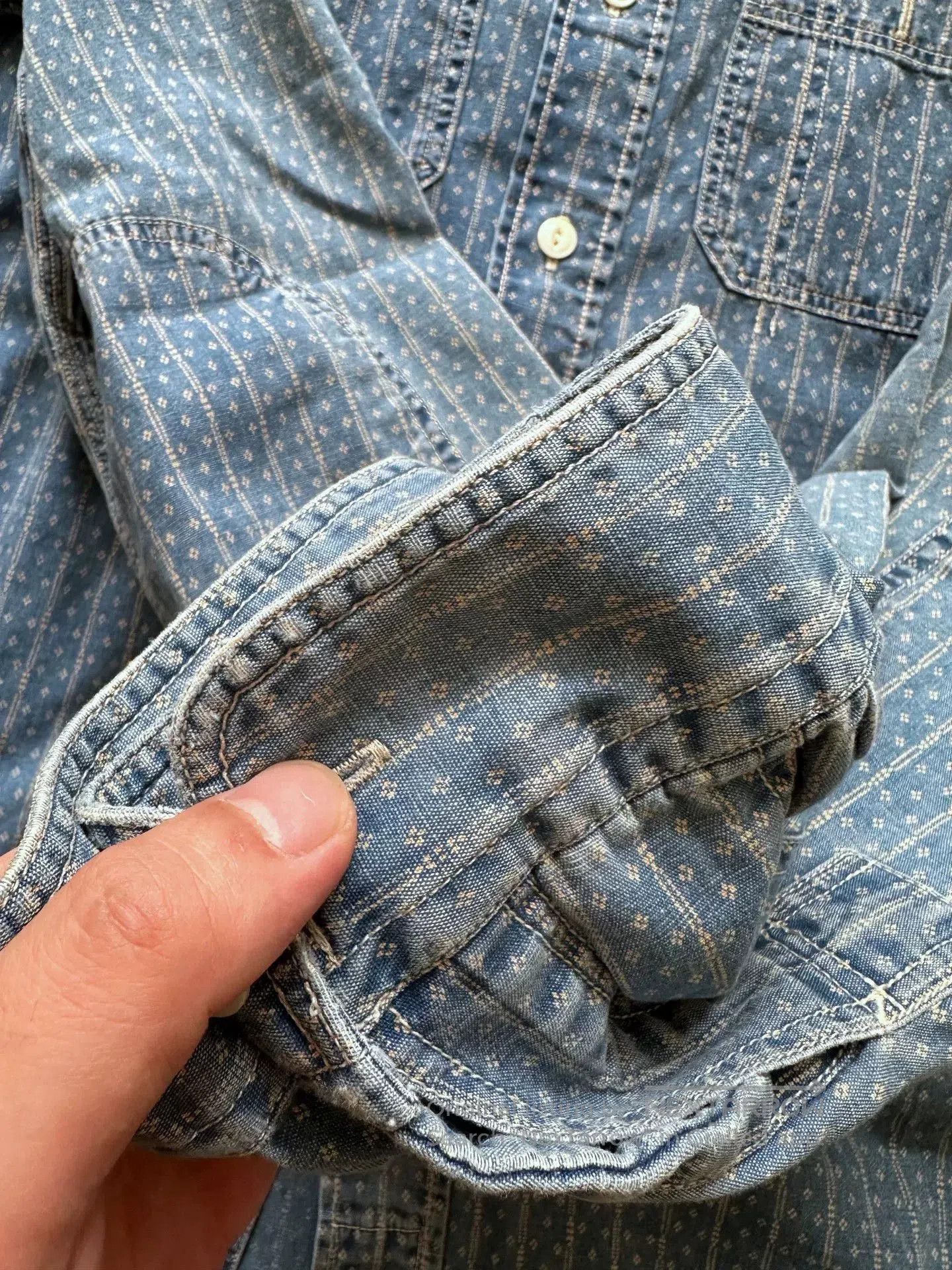RRL Ralph Lauren vintage blue wash denim button. Size US S / EU 44-46 / 1 - 7 Thumbnail
