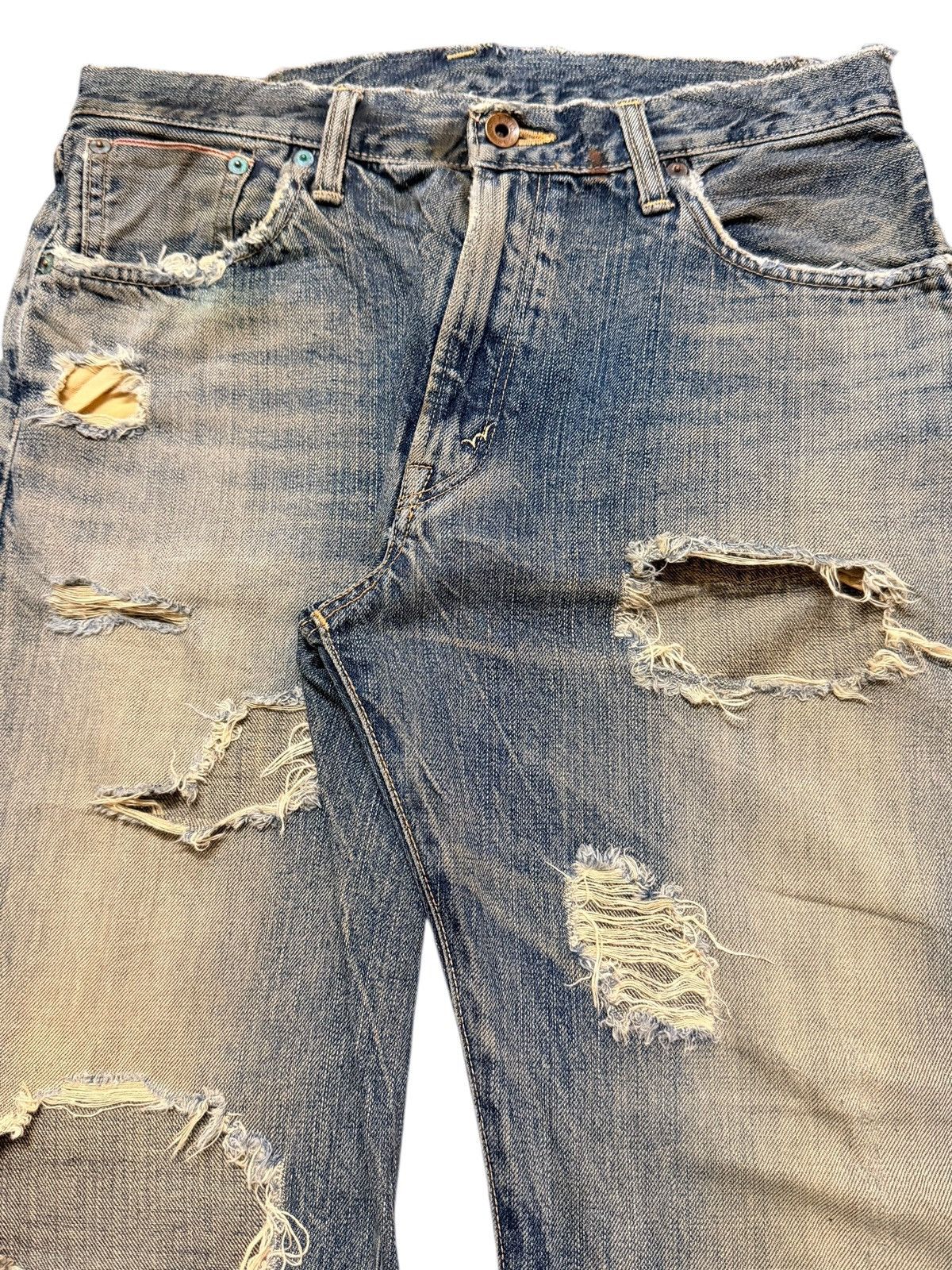 Edwin Vintage Edwin 505 Selvedge Mud Wash Faded Distressed Style Size US 31 - 4 Thumbnail