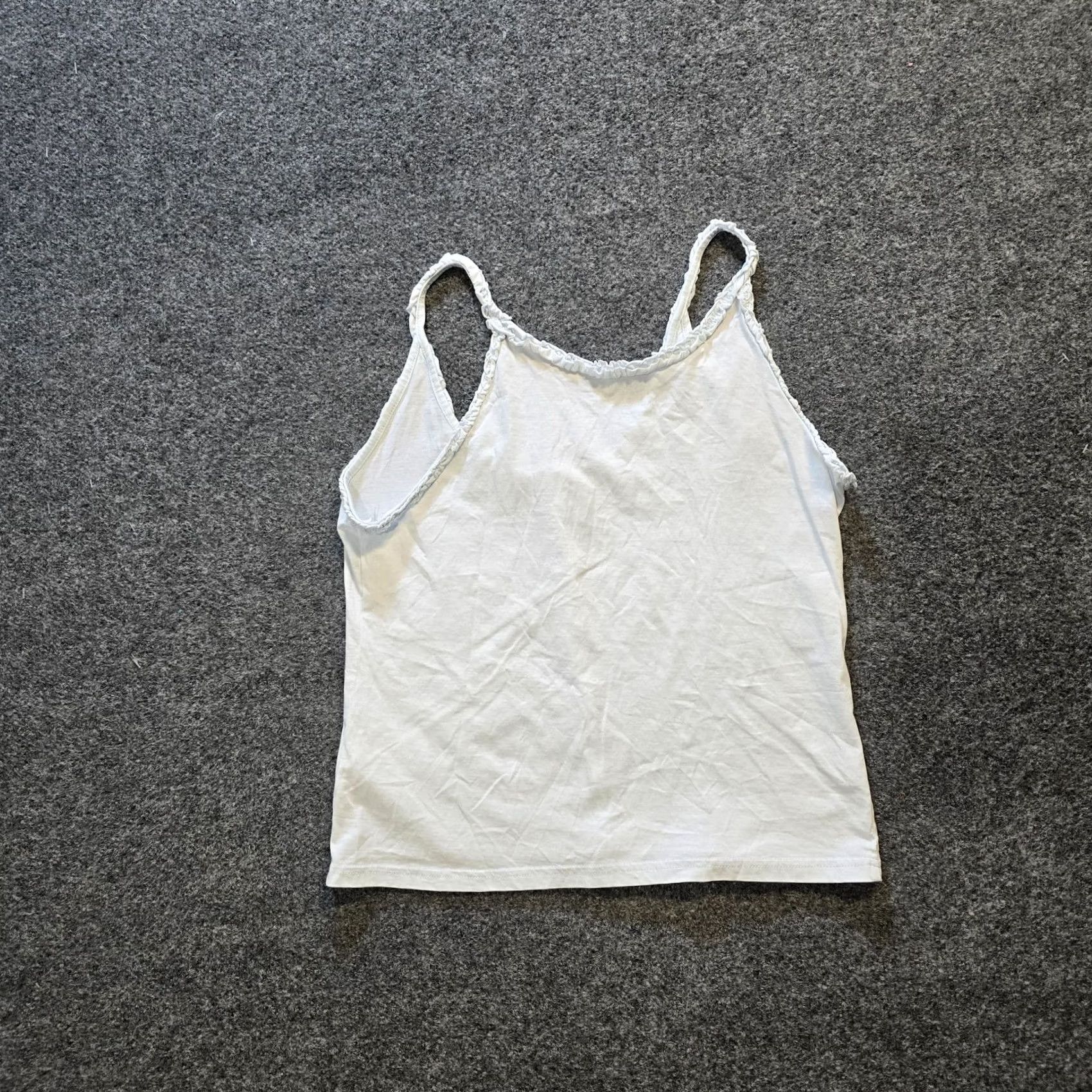 J.Crew J.CREW Top Womens Medium White Ruffle Tank Cami Shell Base Layer Capulet? Size M / US 6-8 / IT 42-44 - 7 Thumbnail