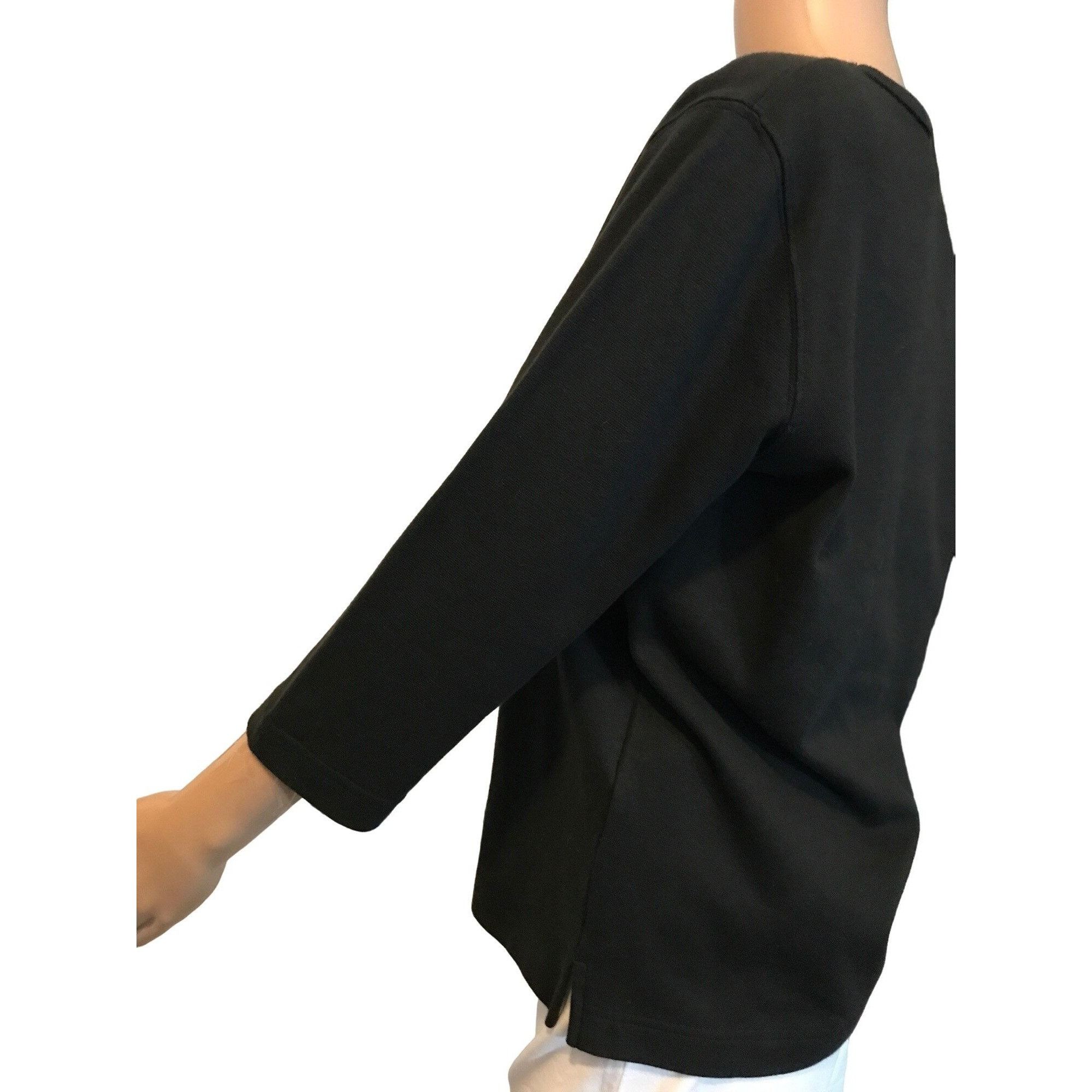 Vintage Christine Alexander Medium Black Cotton Blend Shirt Top Tee Size M / US 6-8 / IT 42-44 - 5 Thumbnail