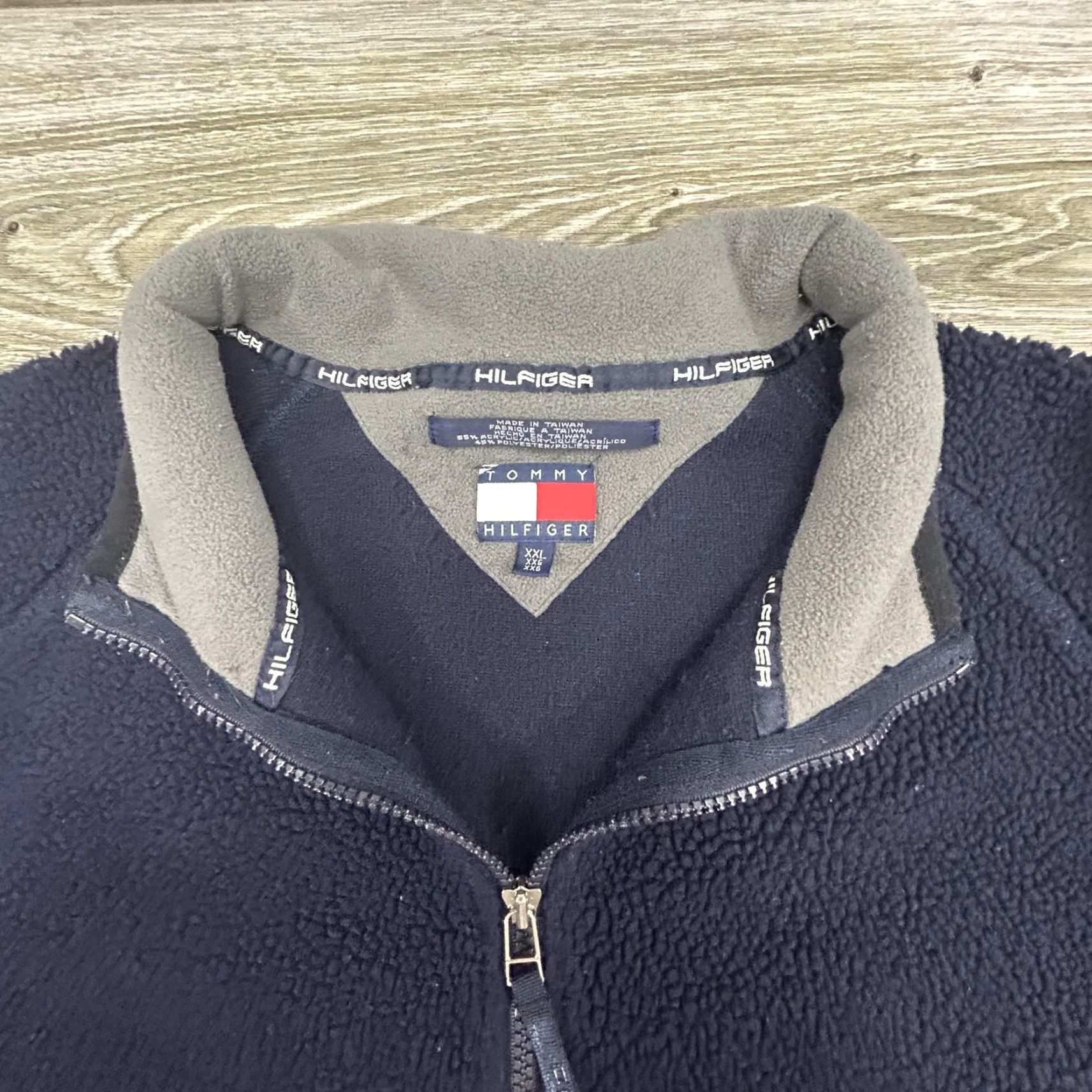 Tommy Hilfiger VINTAGE Tommy Hilfiger Pullover Fleece Jacket Mens 2XL Navy Sleeve Stripe 90s Size US XXL / EU 58 / 5 - 6 Thumbnail