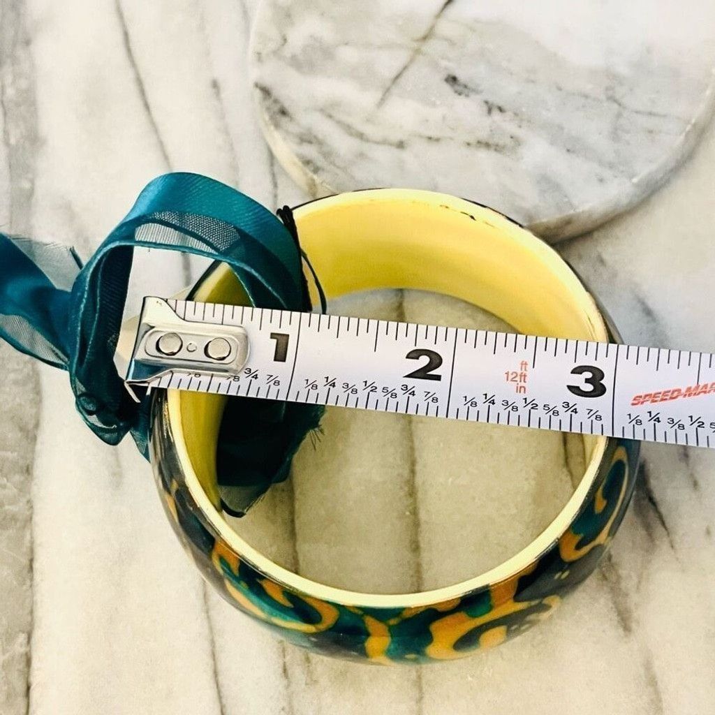 Jewelry About Color Bangle Bracelet Teal and Cream Acrylic Size ONE SIZE - 6 Thumbnail
