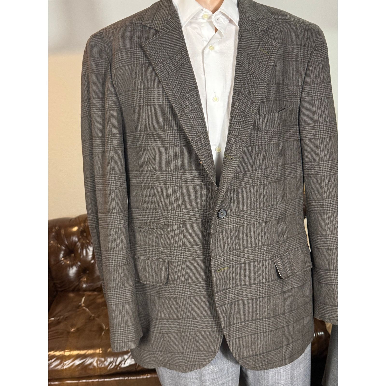 Brunello Cucinelli Brunello Cucinelli Houndstooth Deconstructed Blazer 56 46R Size 46R - 1 Thumbnail