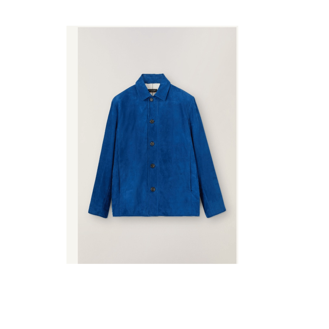Loro Piana o1srvl11e1224 Quilted Shirt Bomber Jacket in Blue Size US S / EU 44-46 / 1 - 1 Thumbnail