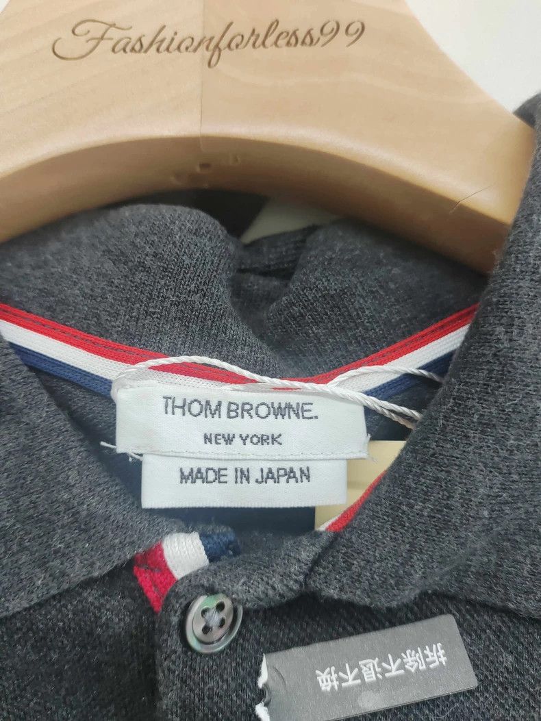 Thom Browne Thom Browne Gray dotted stripe polo shirt Size US XS / EU 42 / 0 - 3 Thumbnail