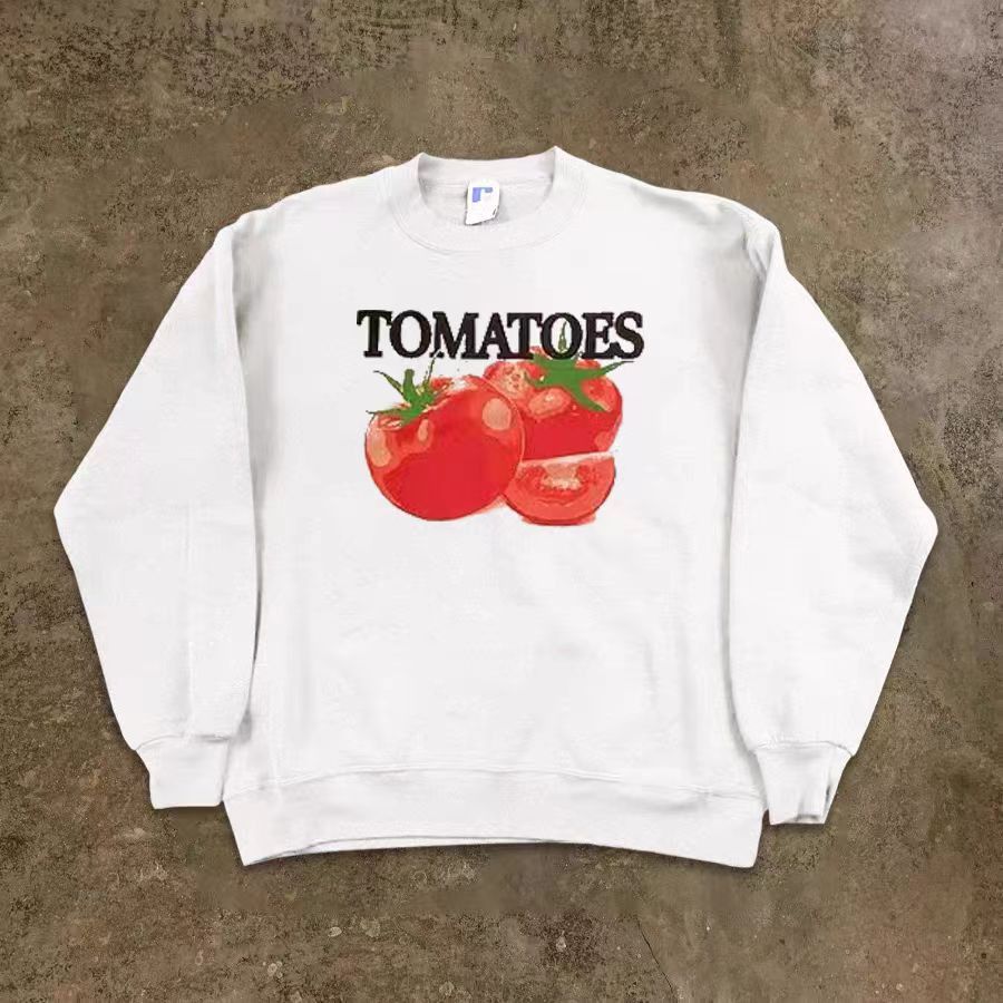 Vintage Tomato print men's retro loose sweatshirt y2k Size US L / EU 52-54 / 3 - 1 Thumbnail