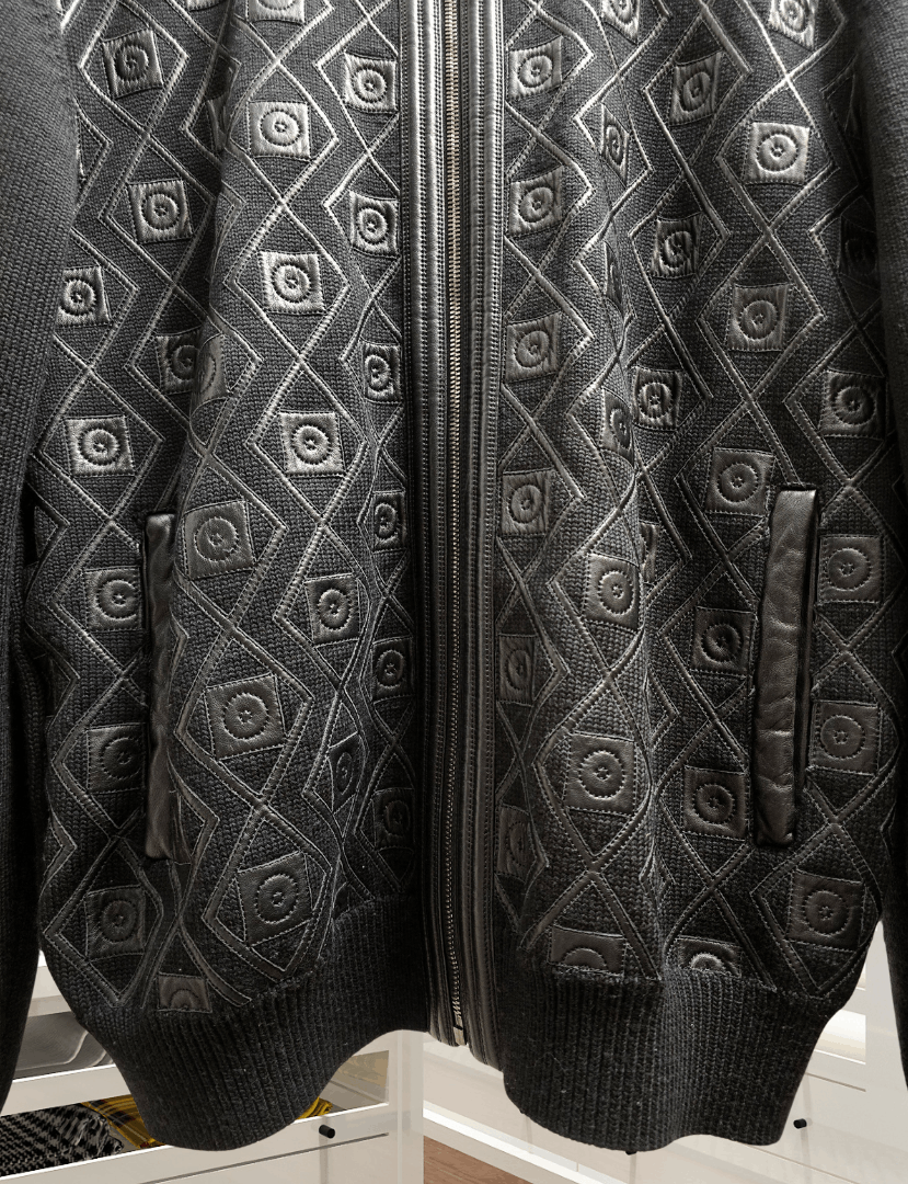Versace $1950 Versace Wool and Leather Black Cardigan. IT54 Size US L / EU 52-54 / 3 - 9 Thumbnail