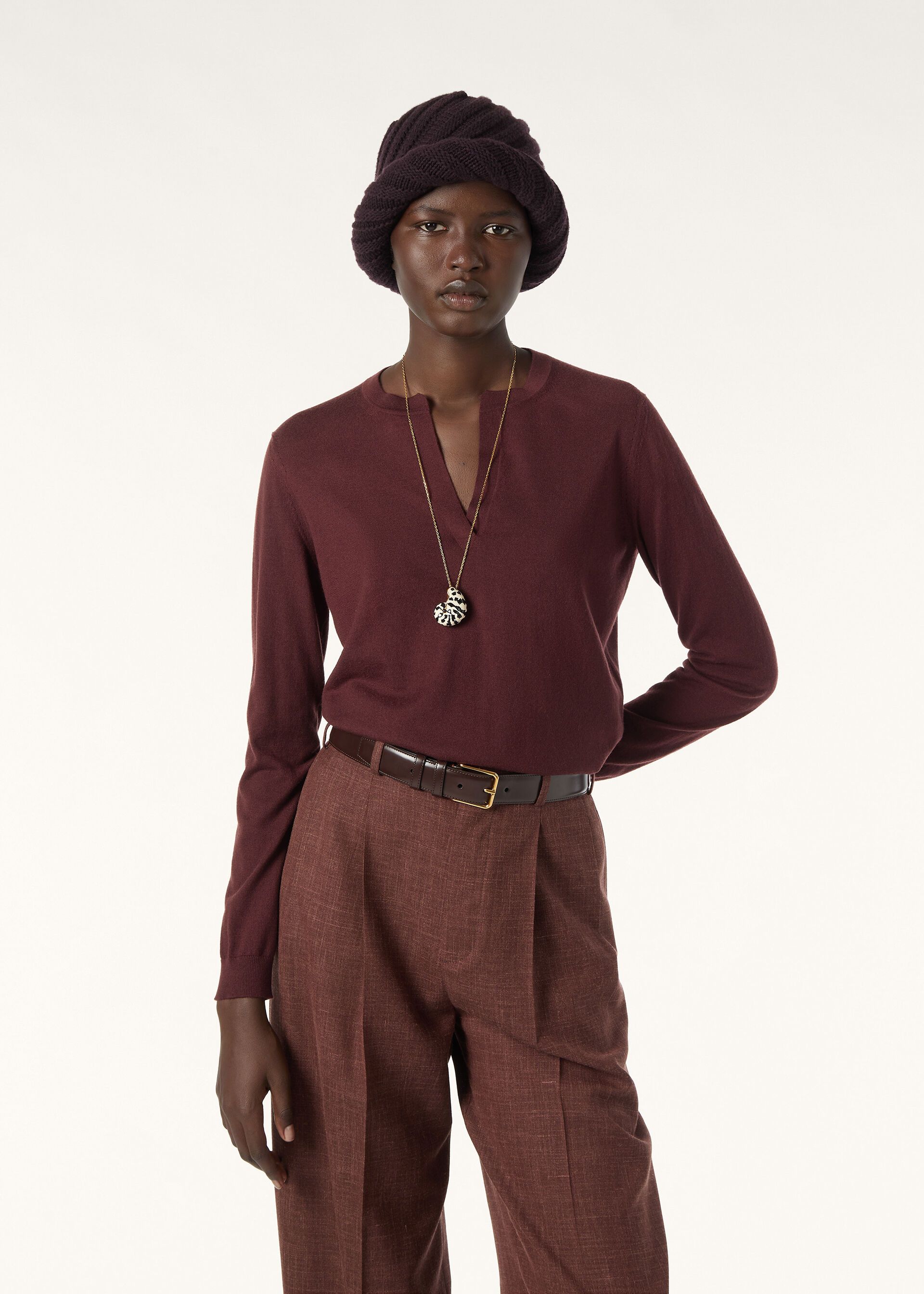 Loro Piana o1srvl11e0526 FAO5805 Piuma Sweater in Burgundy Size XS / US 0-2 / IT 36-38 - 2 Thumbnail