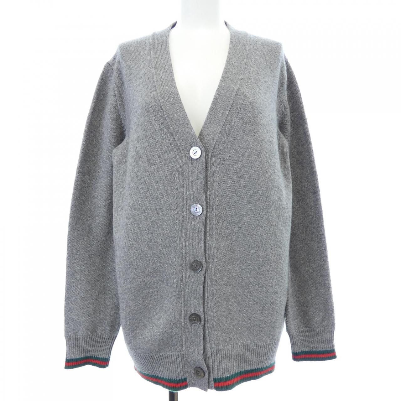 Gucci Gucci Gucci Web Stripe Cashmere Blend Cardigan Textile Tops 813834XKEJC DUTY FREE for USA Size ONE SIZE - 1 Thumbnail