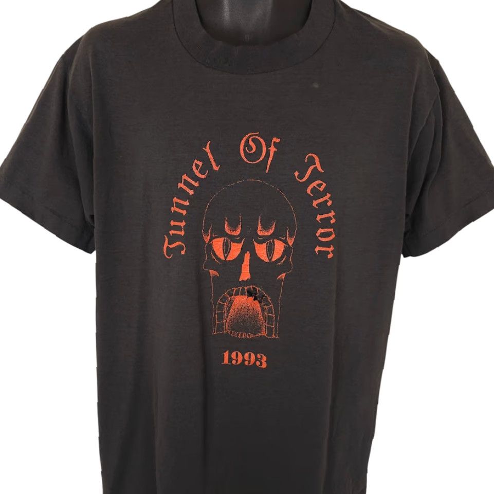 Fruit Of The Loom VINTAGE Tunnel Of Terror T Shirt Mens Size Large Black 90s 1993 Minnesota USA Size US L / EU 52-54 / 3 - 2 Thumbnail