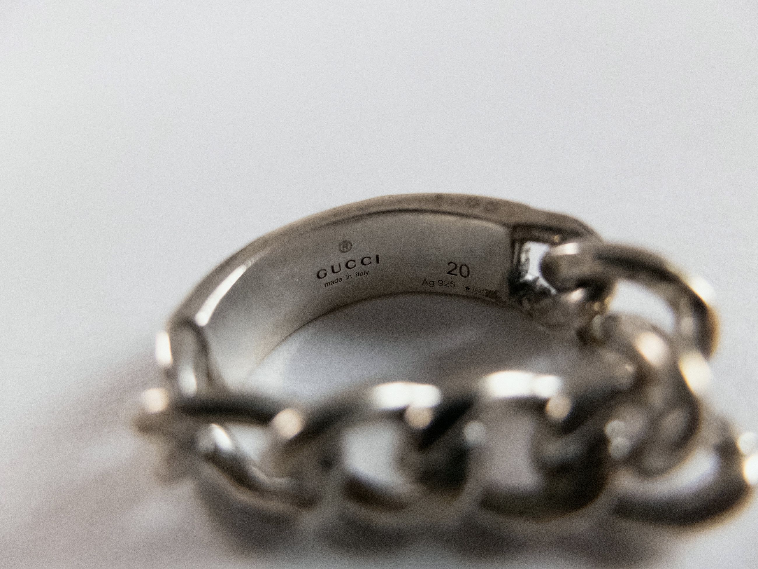 Gucci GUCCI Tag Chain logo black silver ring Size 20 / 9 Size ONE SIZE - 7 Thumbnail
