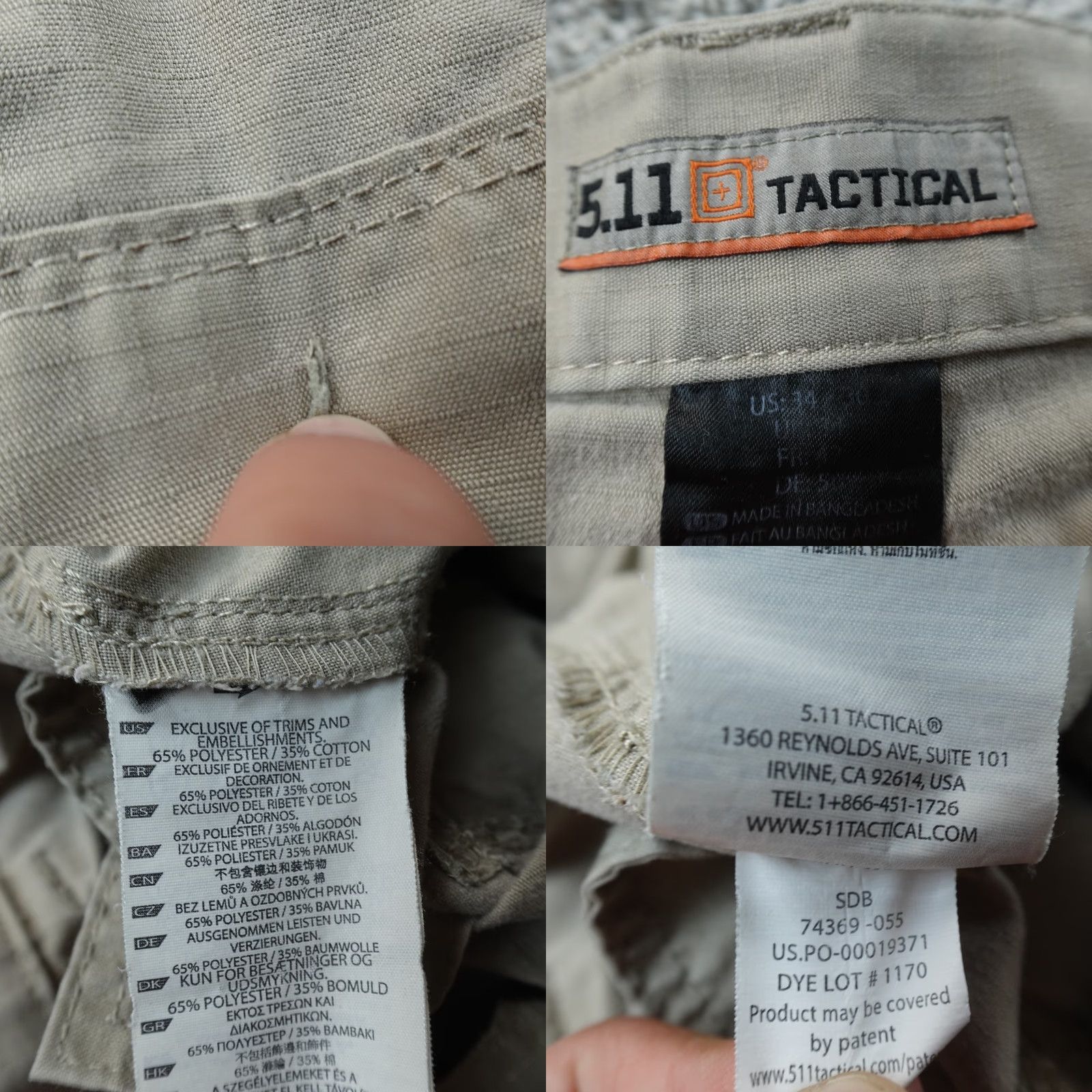 Vintage 5.11 Tactical Pants Mens 34X30 Beige Cargo Stretch Stryke Flex Tac Utility Size US 34 / EU 50 - 8 Thumbnail