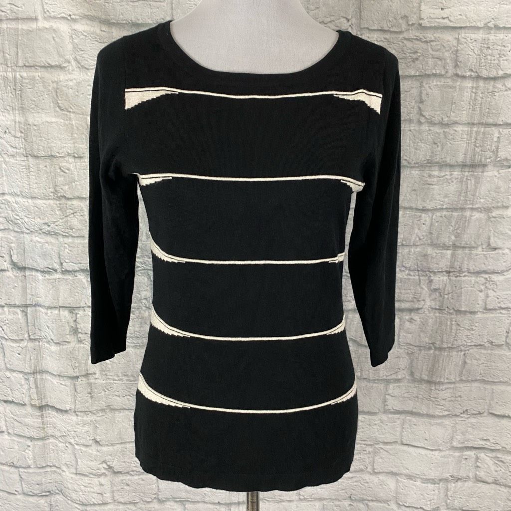 Other Venini women M scoopneck stripe sweater 3/4 sleeves black & Size M / US 6-8 / IT 42-44 - 1 Thumbnail