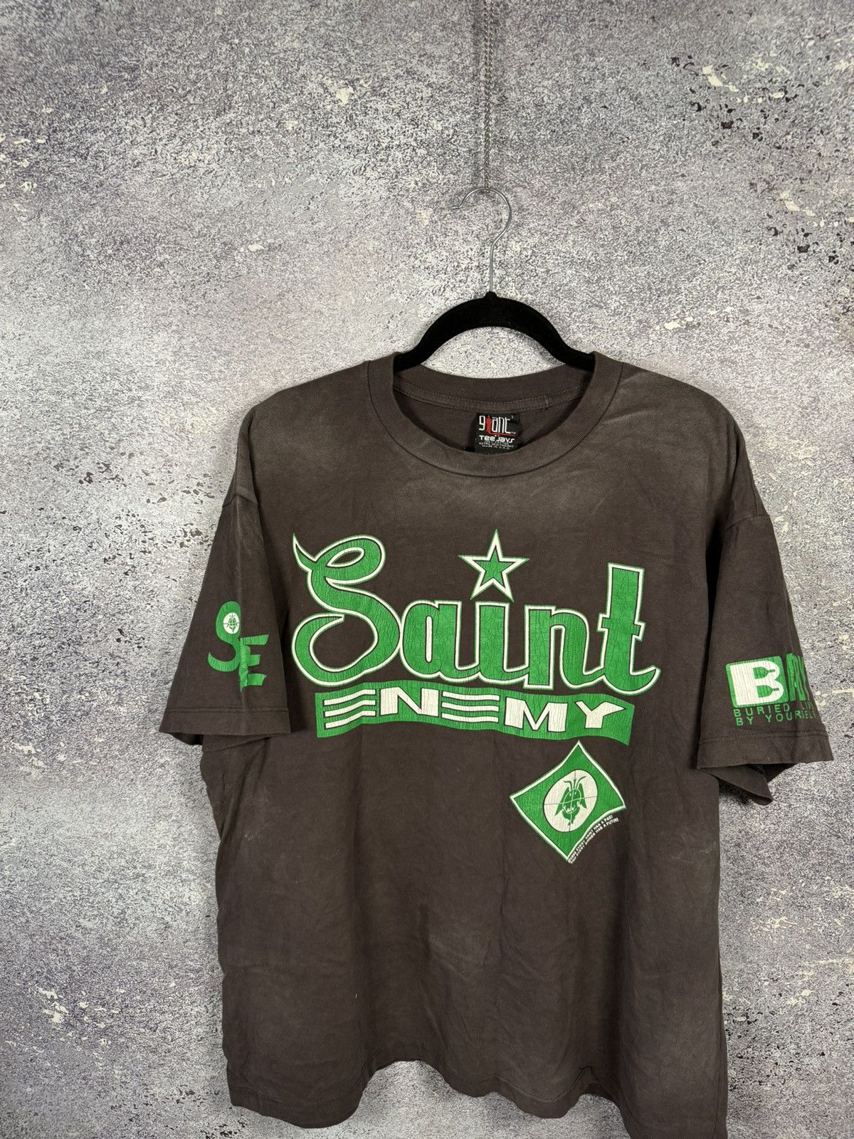 Giant × Vintage Saint Mxxxxxx Saint Enemy Tee Black Green Men's Large Size US L / EU 52-54 / 3 - 3 Thumbnail