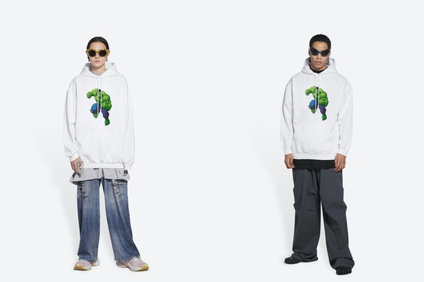 Balenciaga o1bcso1str1224 Unisex Hulk 2021MARVEL Medium Fit Hoodie Size XL / US 12-14 / IT 48-50 - 6 Thumbnail