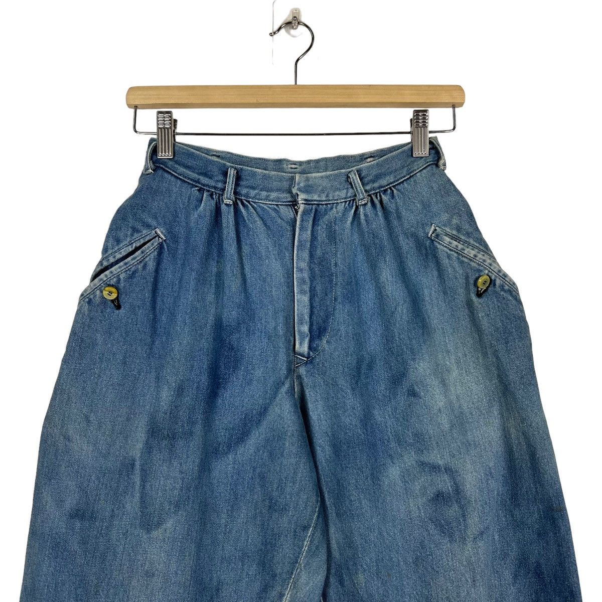 Yohji Yamamoto 🔥 VINTAGE 80s Y's YOHJI YAMAMOTO BAGGY DYED DENIM JEANS Size 26" / US 2 / IT 38 - 3 Thumbnail
