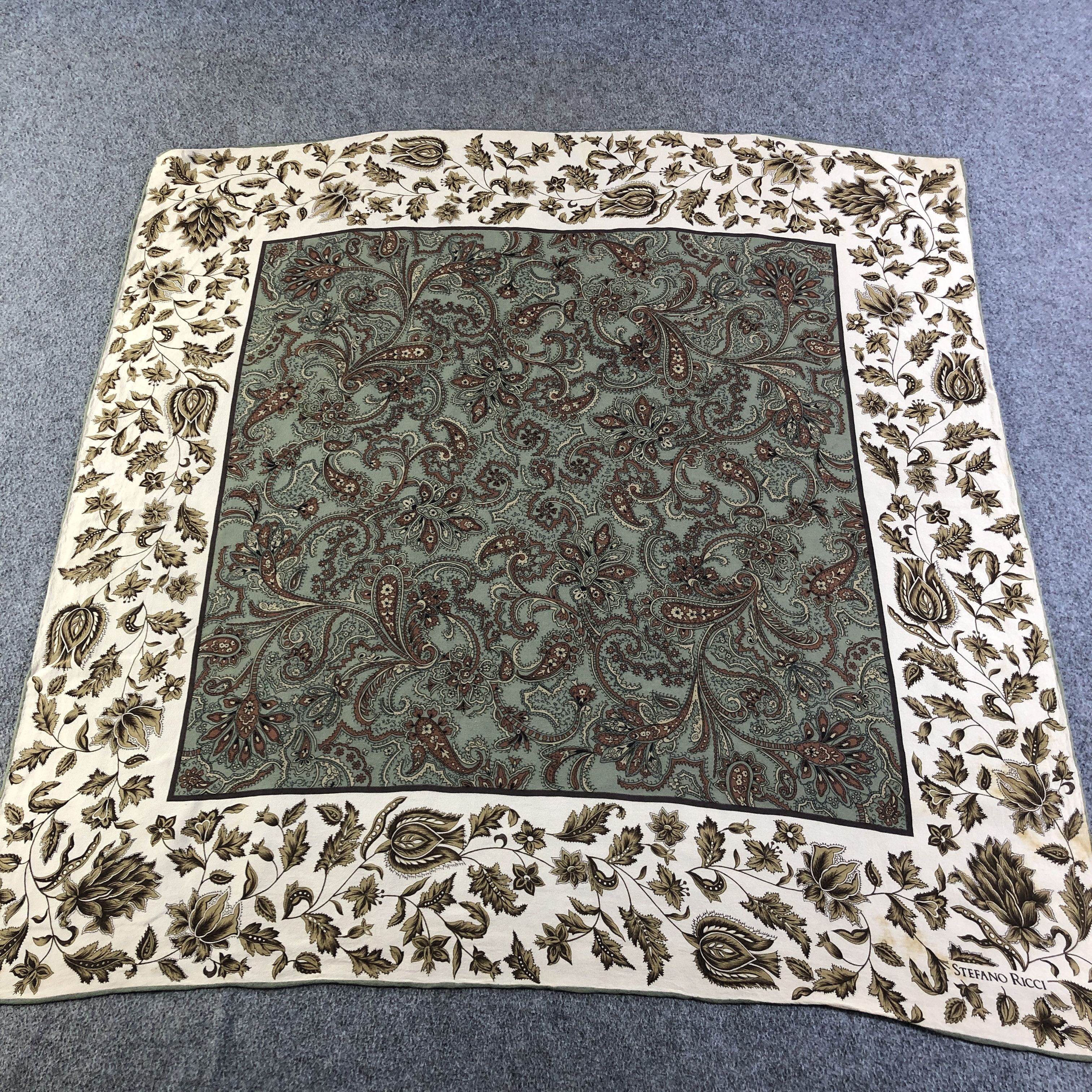 Stefano Ricci Stefano Ricci Floral Hand Rolled Silk Scarf M1044 Size ONE SIZE - 2 Thumbnail