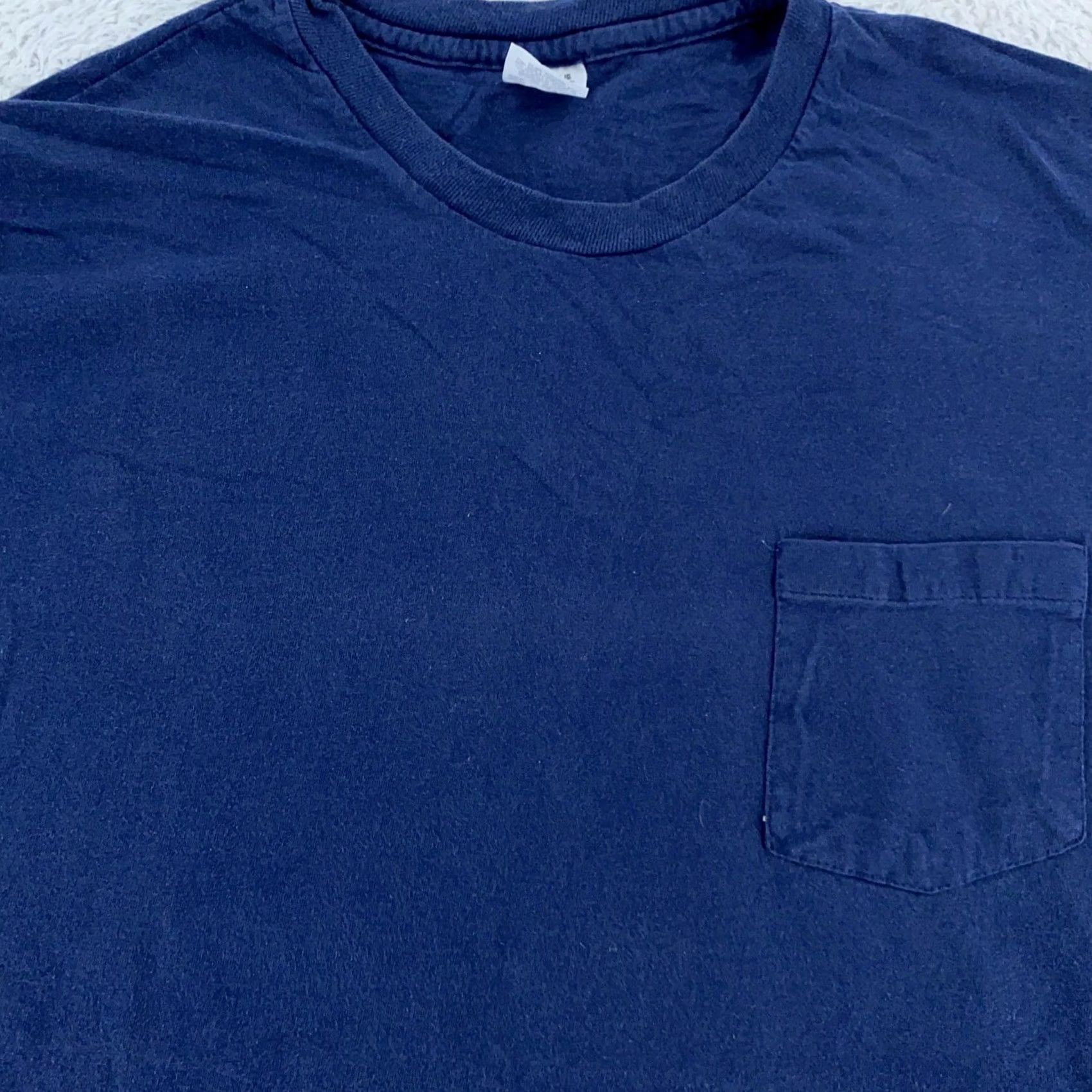 Hanes Vintage Hanes Pocket Shirt Mens M Crewneck Cotton Tee Dark Blue Size US M / EU 48-50 / 2 - 2 Thumbnail