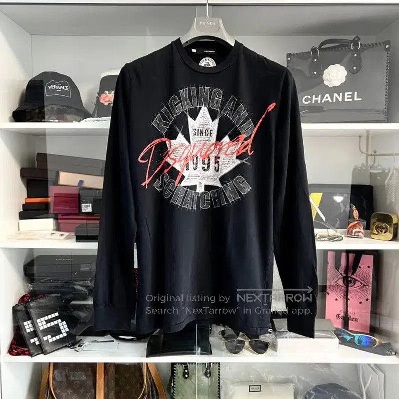 Dsquared2 DSQUARED2 Men's Black Long Sleeve Tee Shirt . Size US M / EU 48-50 / 2 - 1 Thumbnail
