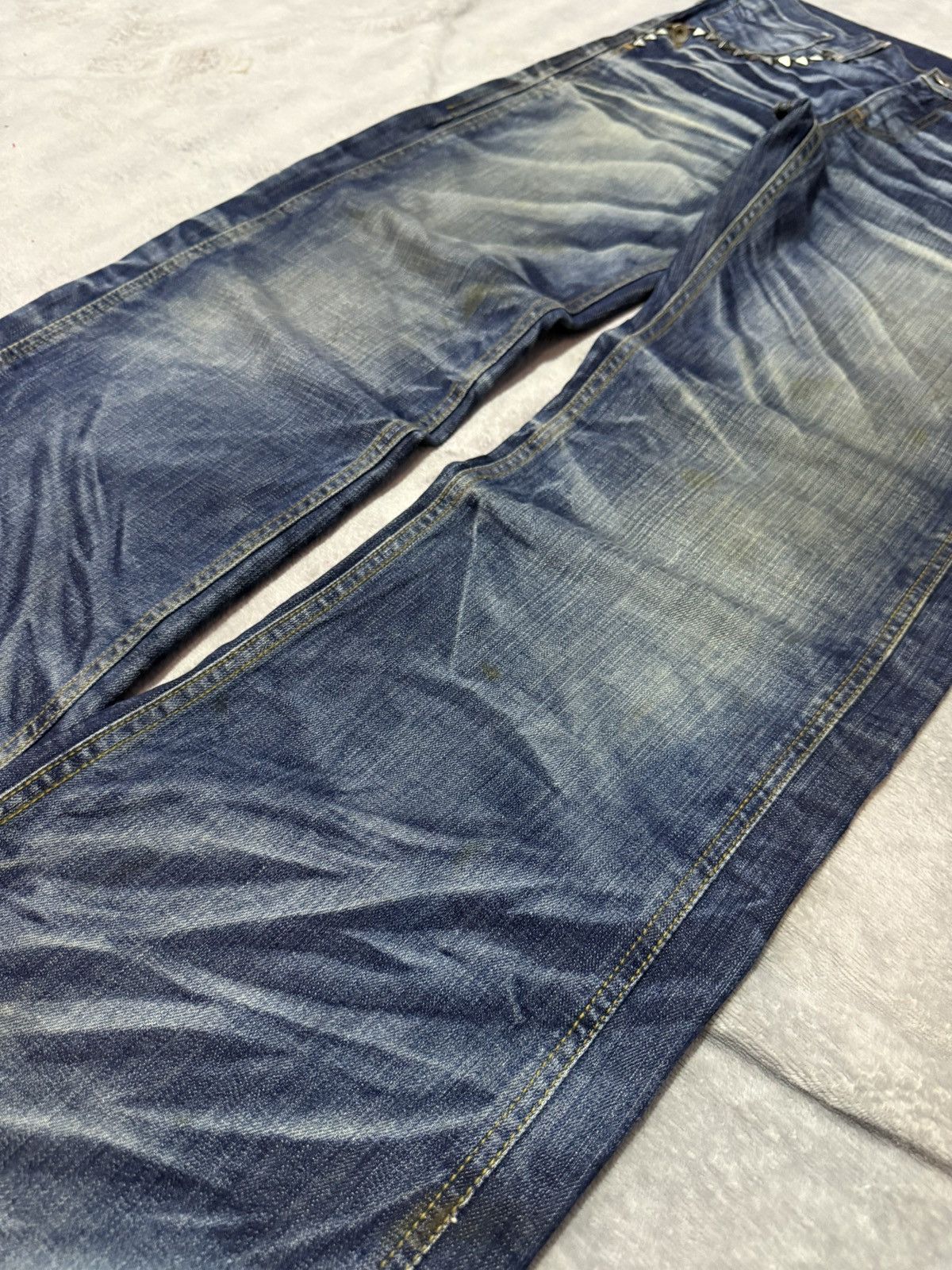 Hysteric Glamour × Japanese Brand Old Army Japan Studded Claw Mark Muddy Wide Leg Flared Jeans Size US 30 / EU 46 - 8 Thumbnail