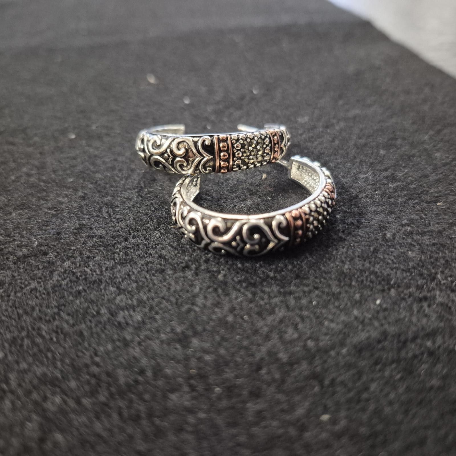 Other Fine Silver Plated Marcasite Hoop Earrings Size ONE SIZE - 2 Thumbnail
