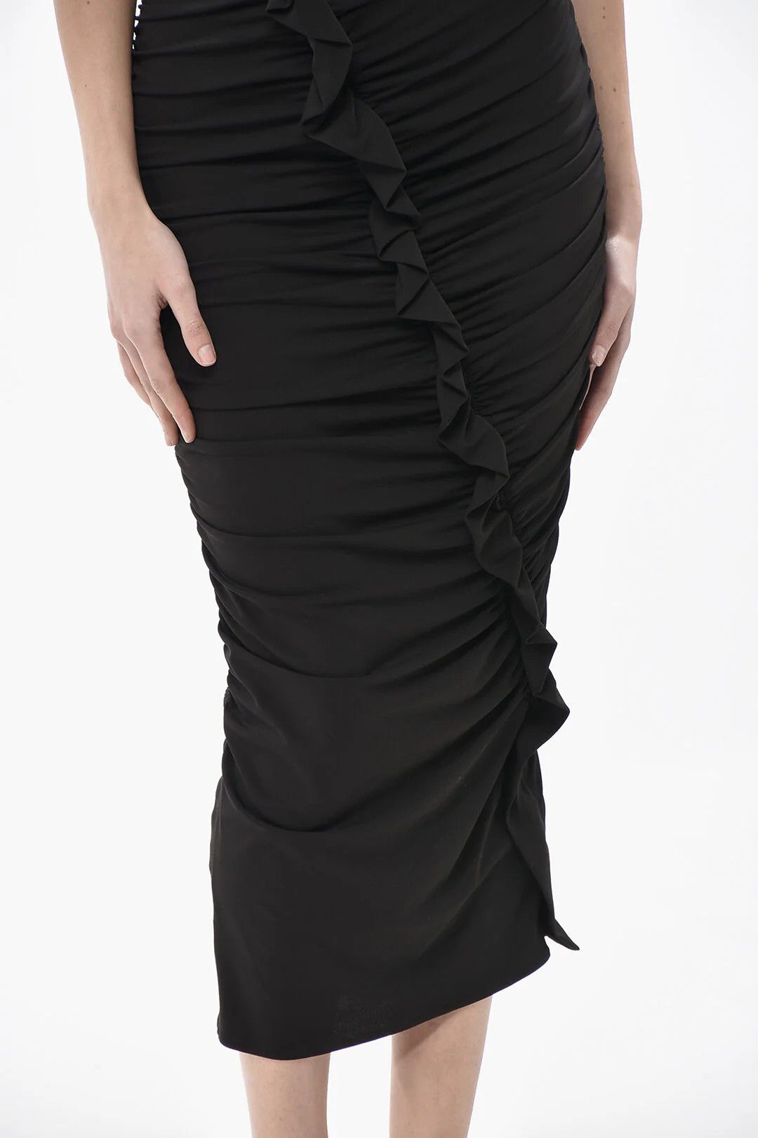 The Attico og1mm0426 Strapless Draped Sheath Dress in Black Size S / US 4 / IT 40 - 4 Thumbnail