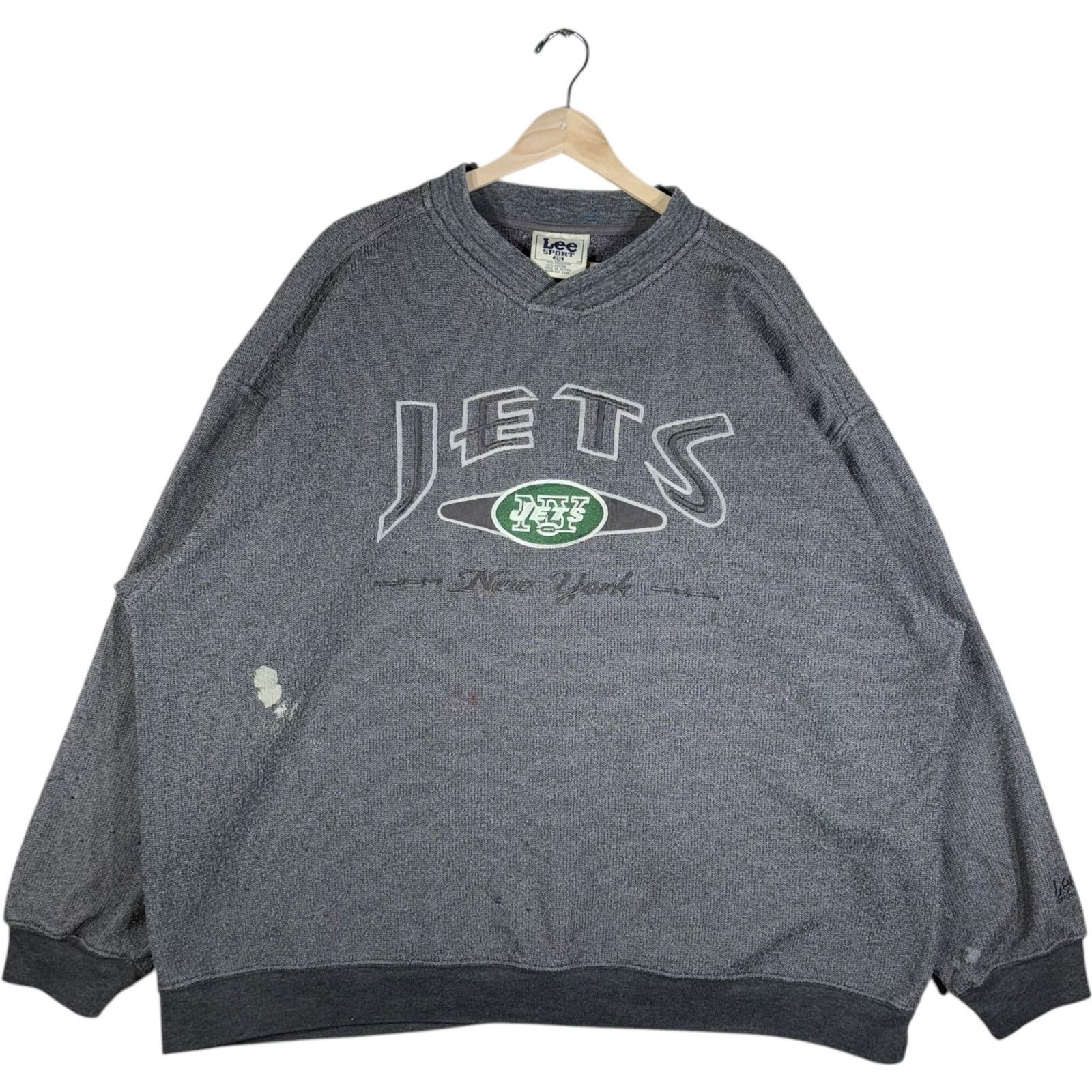 Lee Vintage Lee NY Jets Spellout Embroidered NFL Crewneck 2XL Size US XXL / EU 58 / 5 - 1 Thumbnail