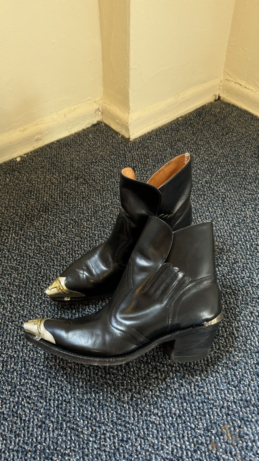 Vintage Vintage Cow Boy Boots Mens Leather Pointed Metal Toe | Grailed