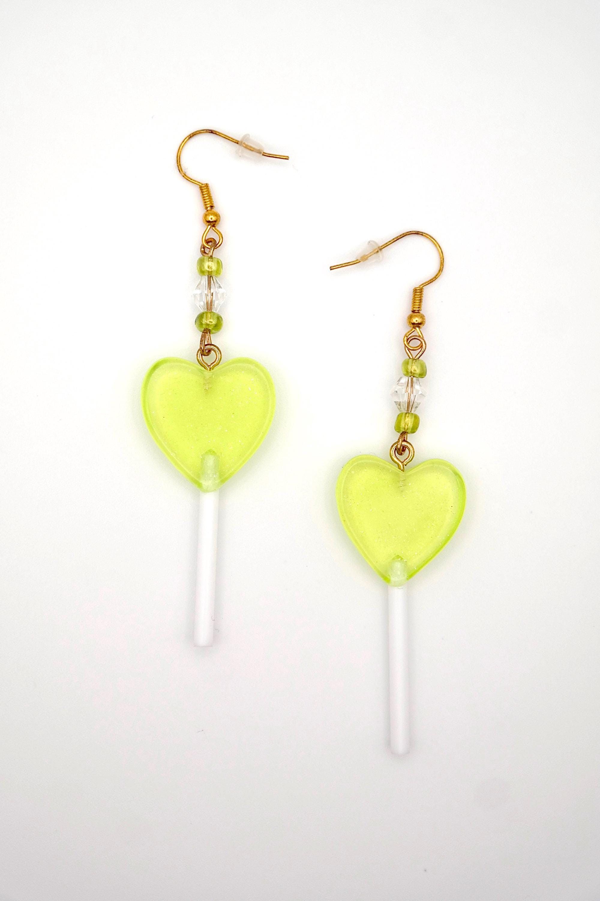 Handmade Heart Lollipop Earrings Size ONE SIZE - 8 Thumbnail