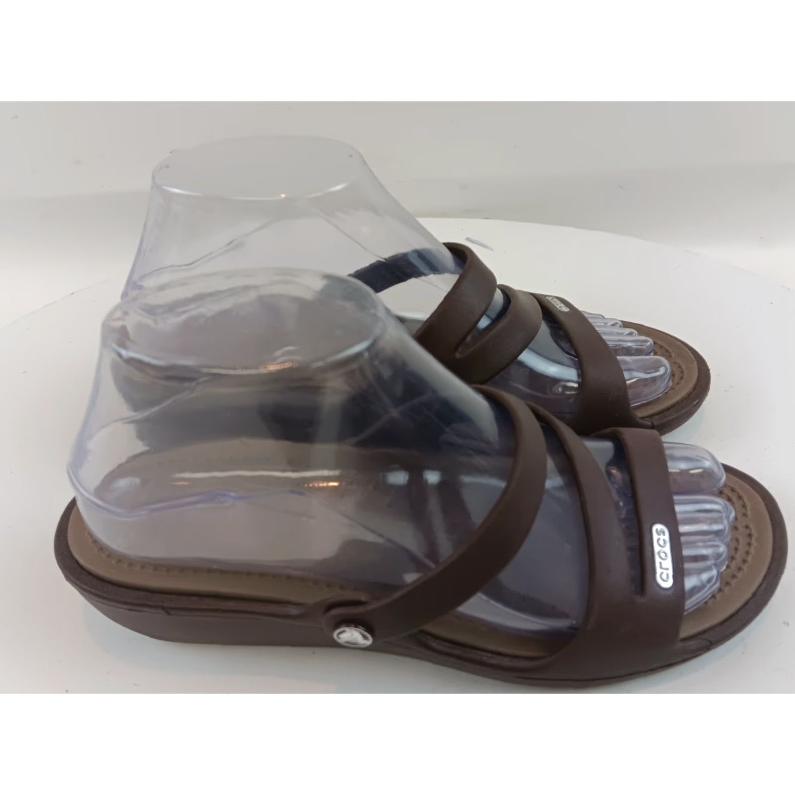 Crocs Crocs Sandals Slides Womens Size 7 Brown Strappy Platform Wedge Slip On Comfort Size US 7 / IT 37 - 7 Thumbnail