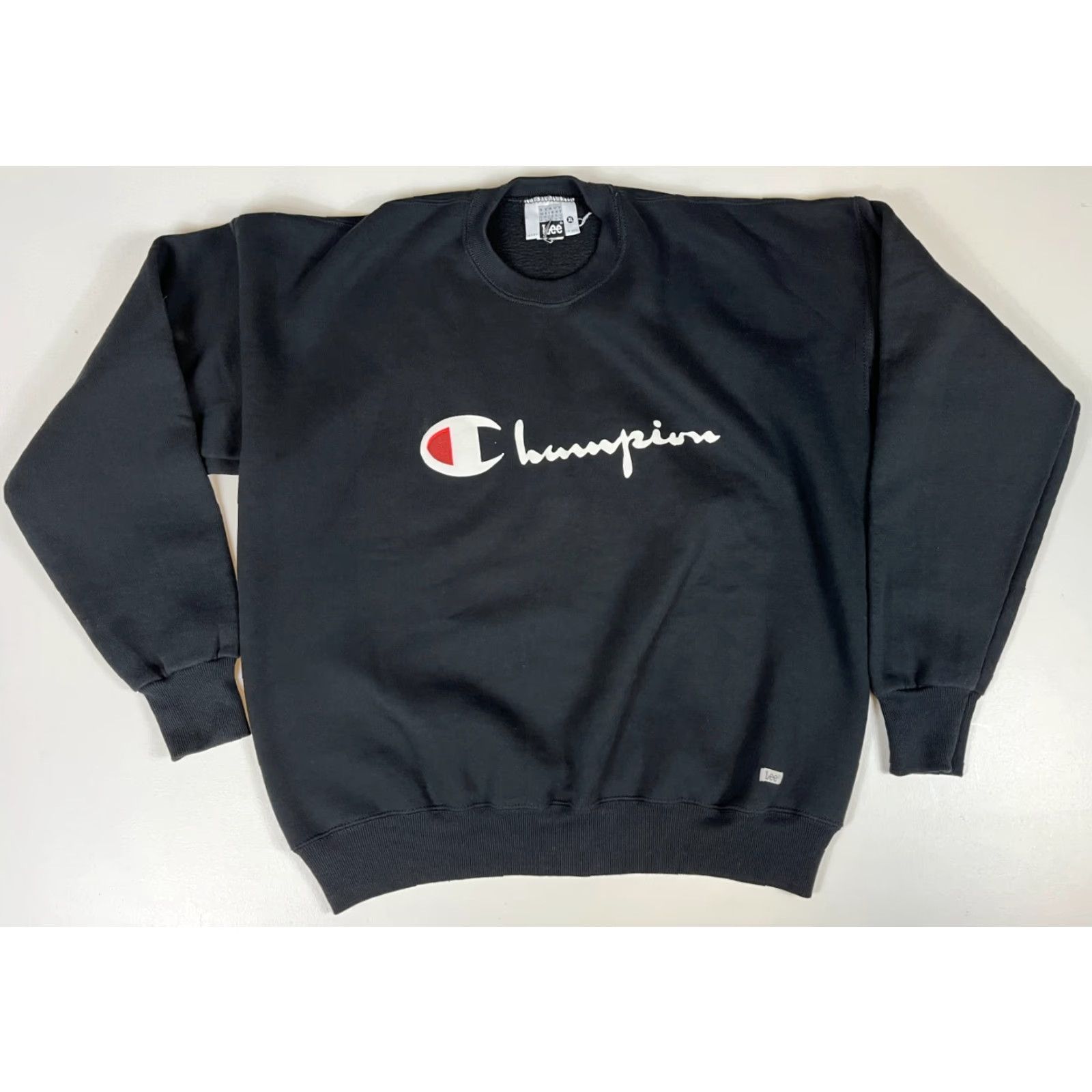 Lee Lee x Champion Men's Vintage Sweatshirt Heavyweight XL Black 90s Crew Neck Cotton Blend Size US XL / EU 56 / 4 - 2 Thumbnail