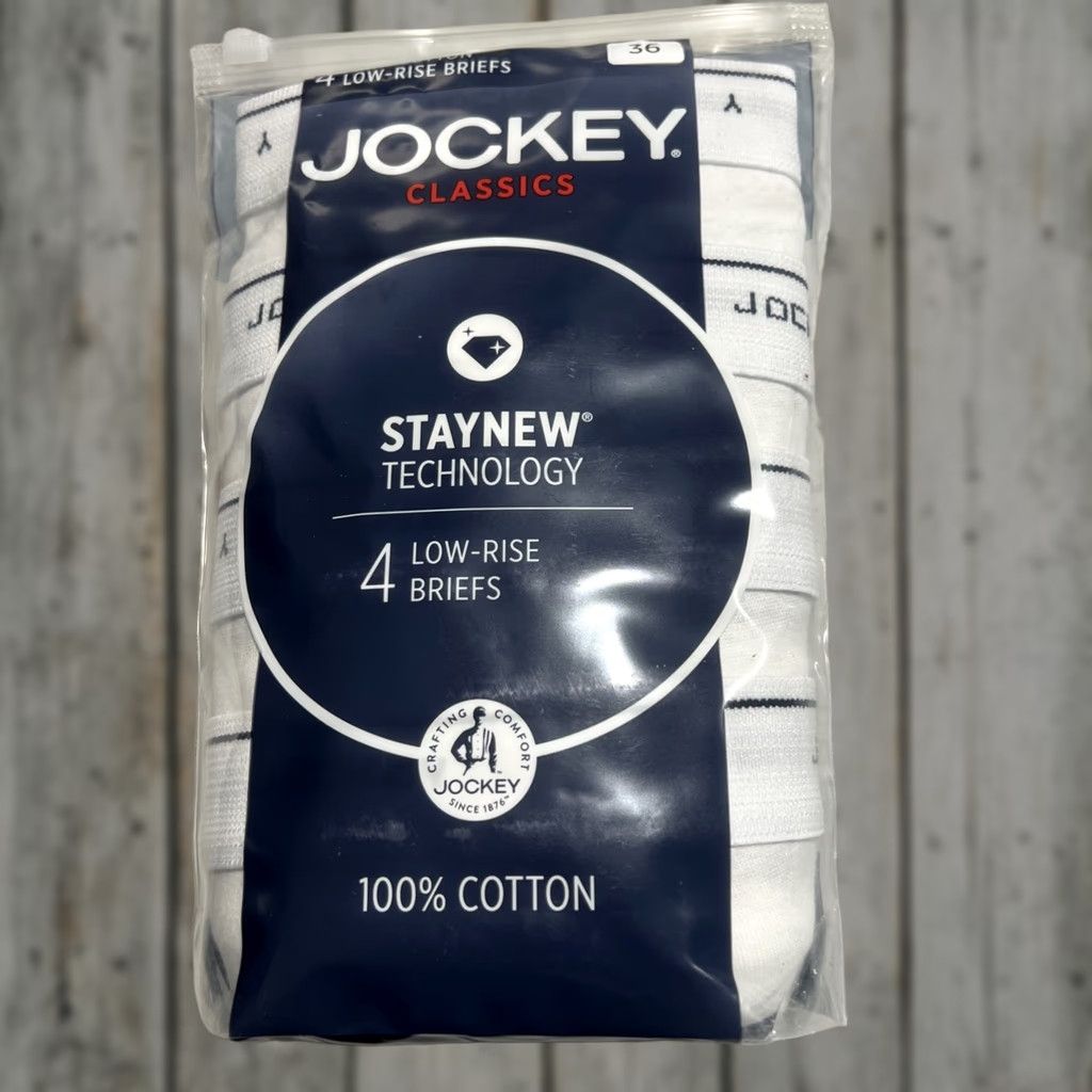 Jockey Jockey Classics Low Rise Briefs Men 36 4 Pack 100% Cotton Staynew Y Front White Solid Vintage: No? Size US 36 / EU 52 - 1 Thumbnail