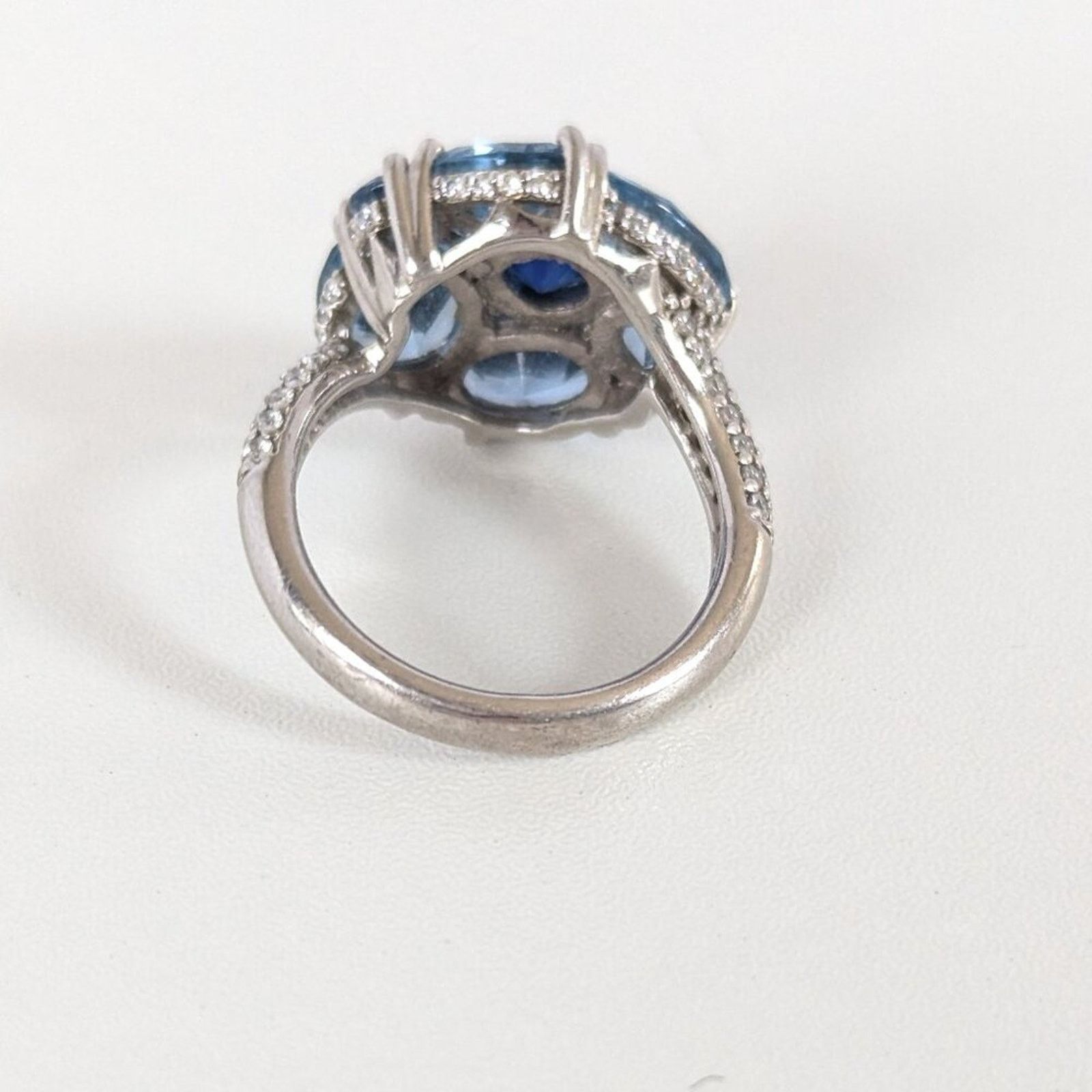 Vintage Jean Dousset Silver 925 Blue Topaz Flower Cocktail Ring 8 Size ONE SIZE - 3 Thumbnail