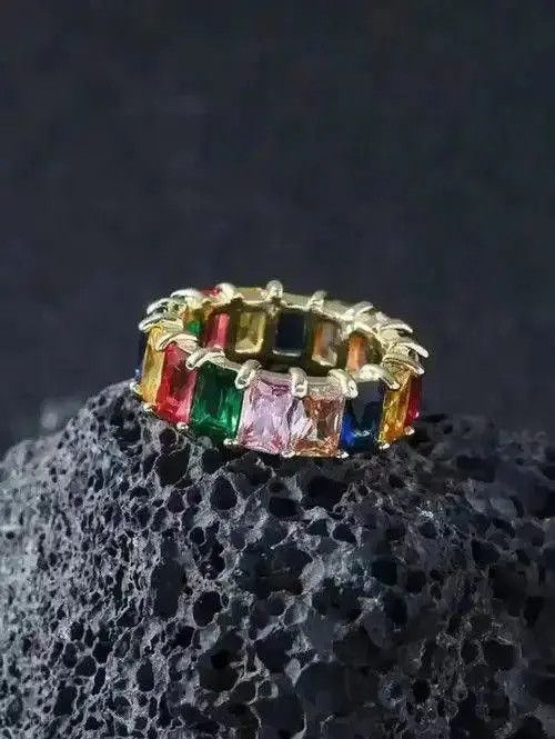 Jewelry Colorful Gemstone Gold Ring Size ONE SIZE - 3 Thumbnail